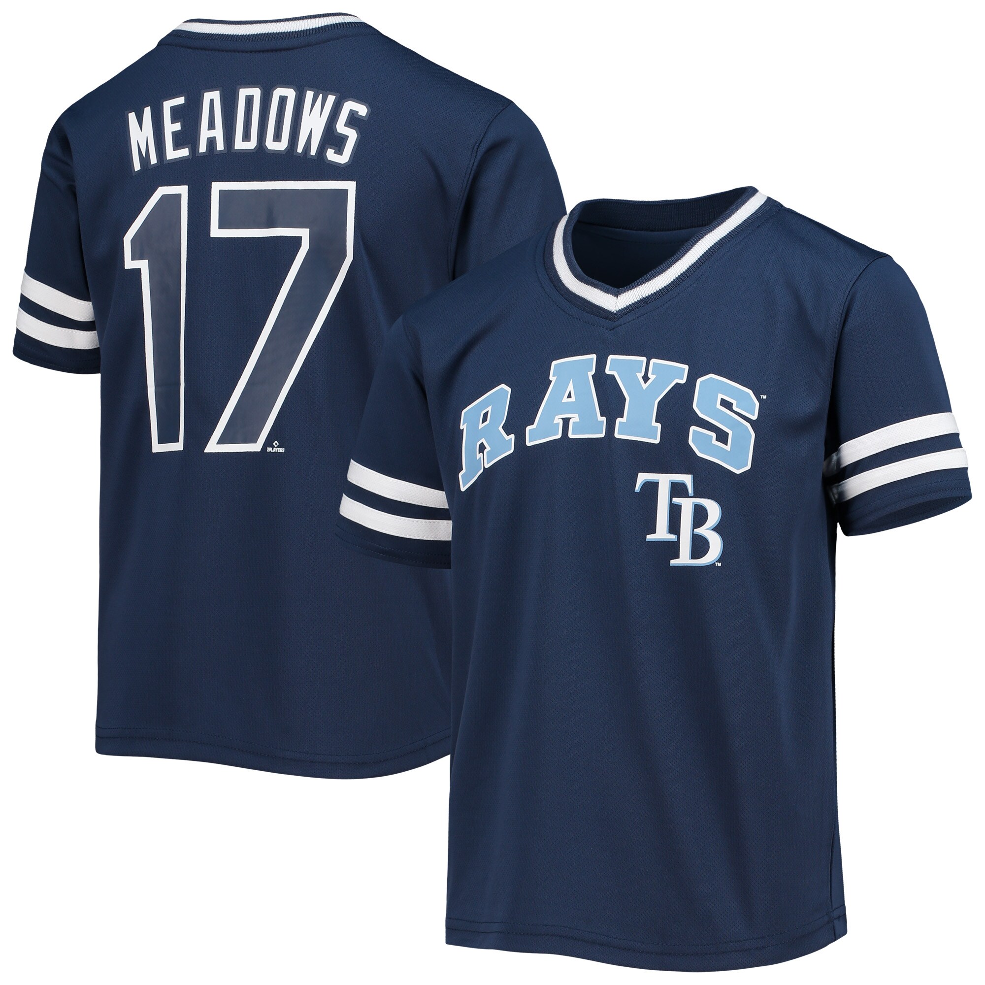 Alternative view of Youth Austin Meadows Navy Tampa Bay Rays Player Logo Jersey
