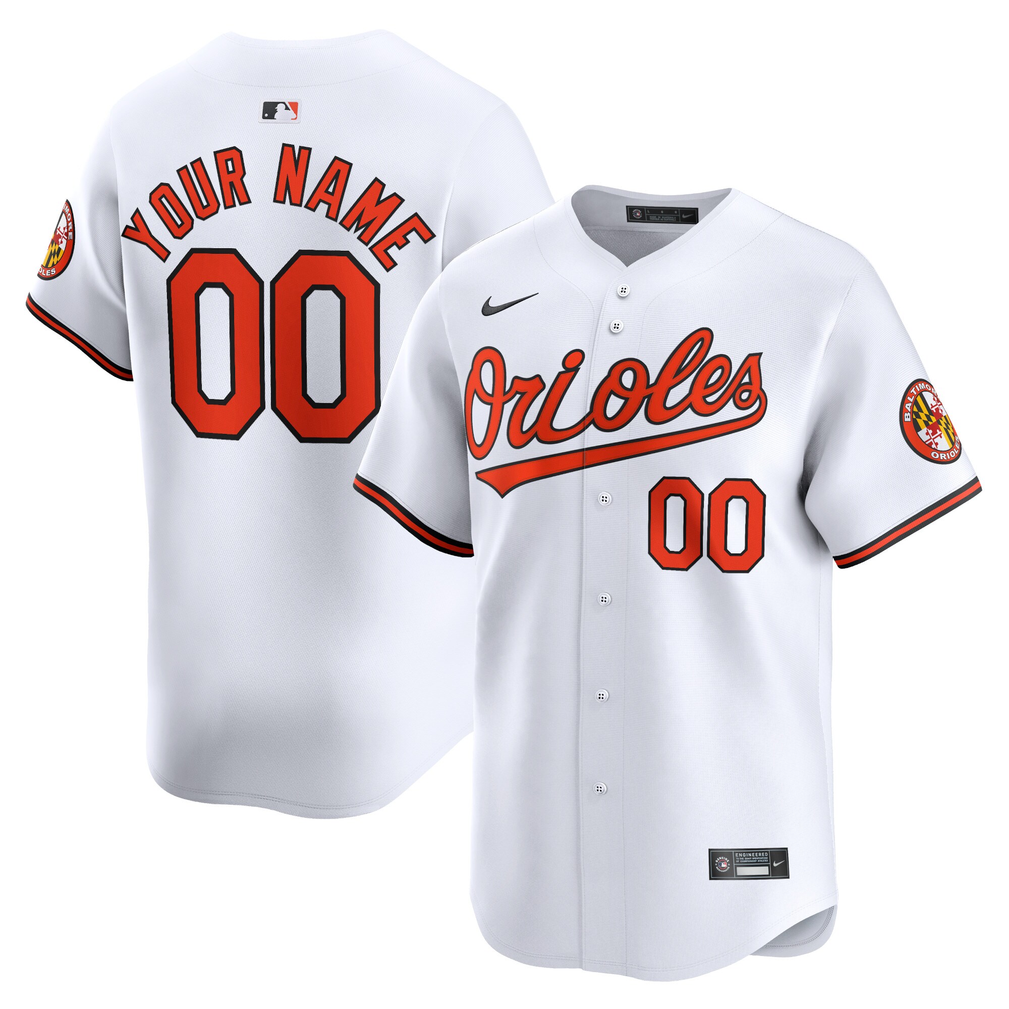 Youth Baltimore Orioles White Home Limited Custom Jersey