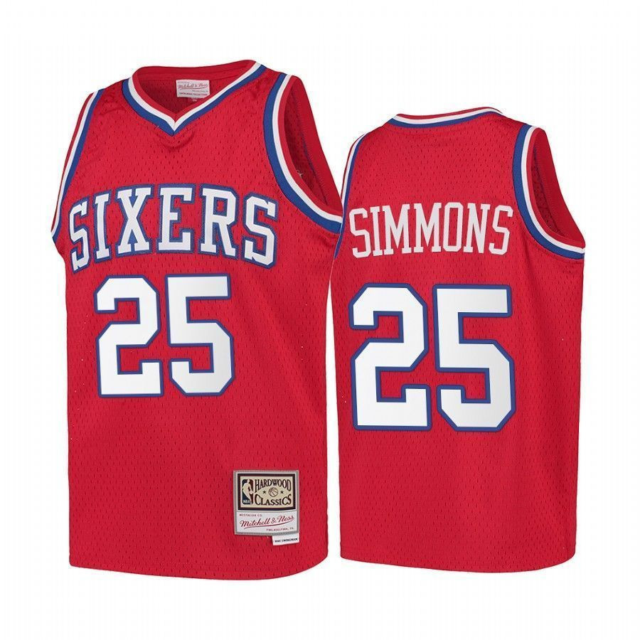 Youth Ben Simmons Philadelphia 76ers Hardwood Classics Kids Jersey - Red - JS349 