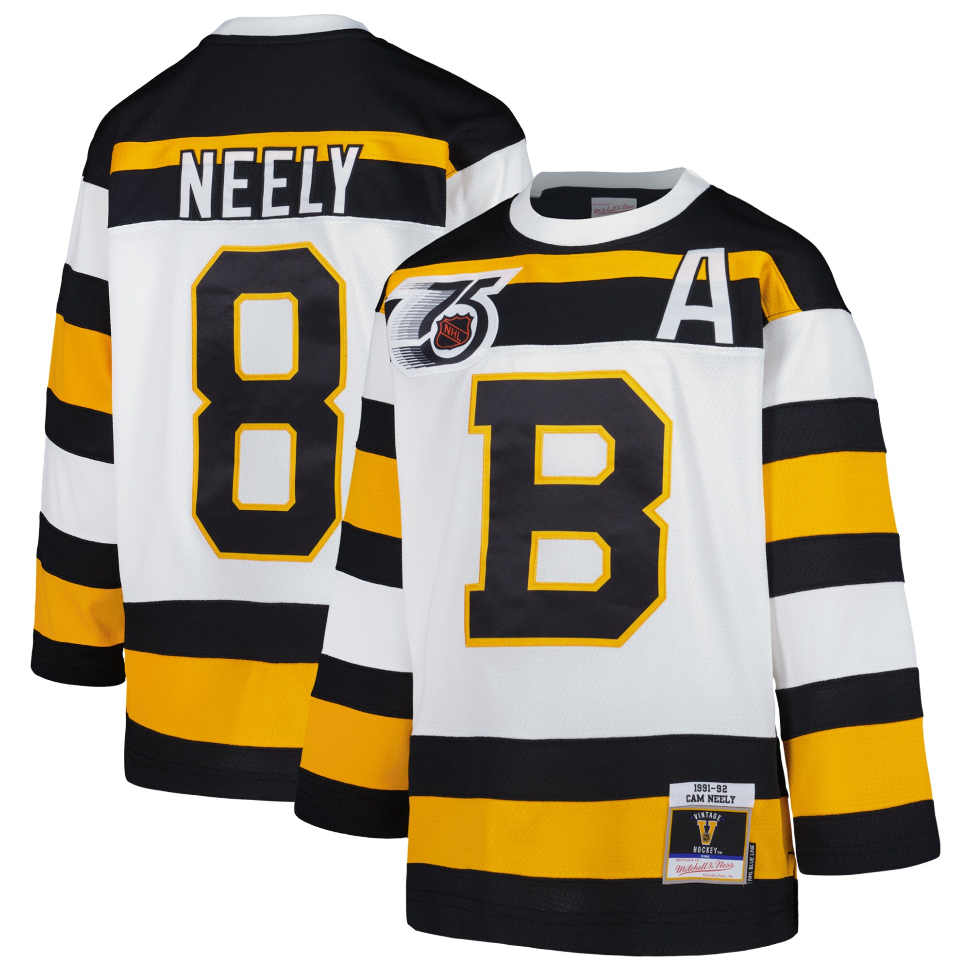 Youth Boston Bruins Cam Neely Mitchell & Ness White 1991 Blue Line Player Jersey - JS228 