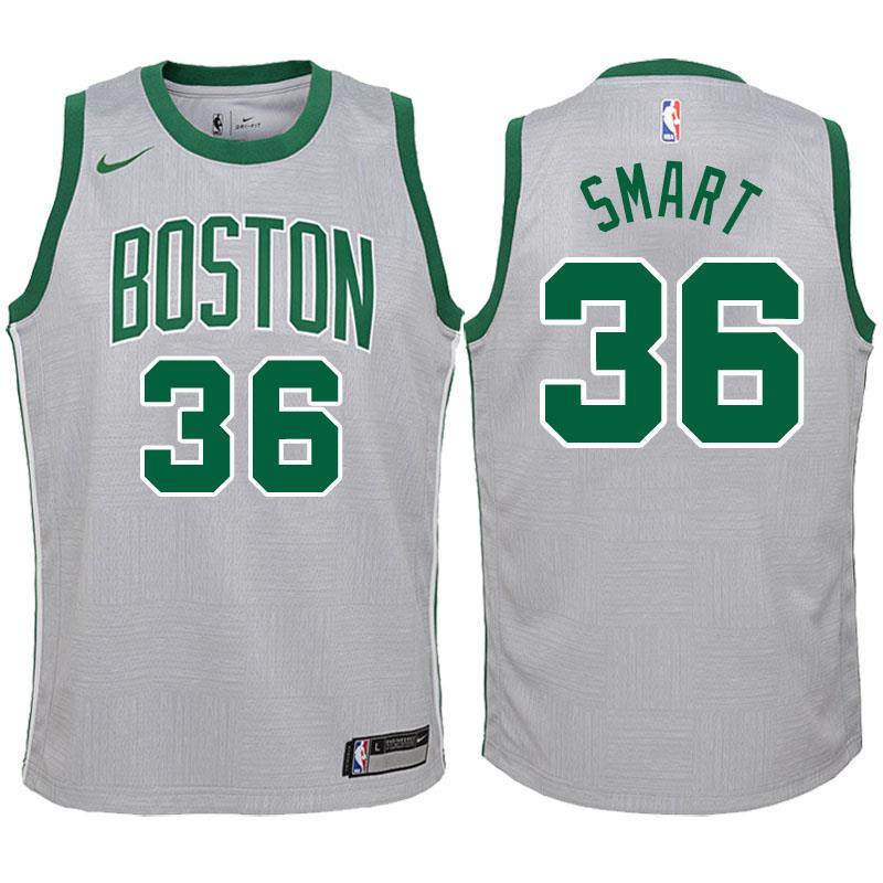 Youth Boston Celtics 36 Marcus Smart Gray Swingman Jersey-City Edition Jersey - JS303