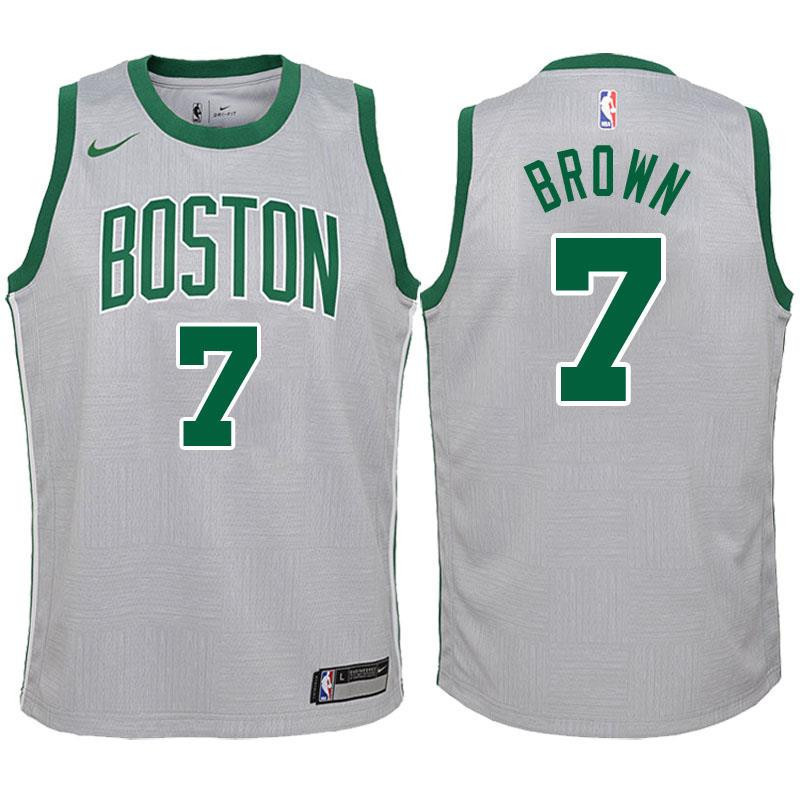 Youth Boston Celtics 7 Jaylen Brown Gray Swingman Jersey-City Edition Jersey - JS629