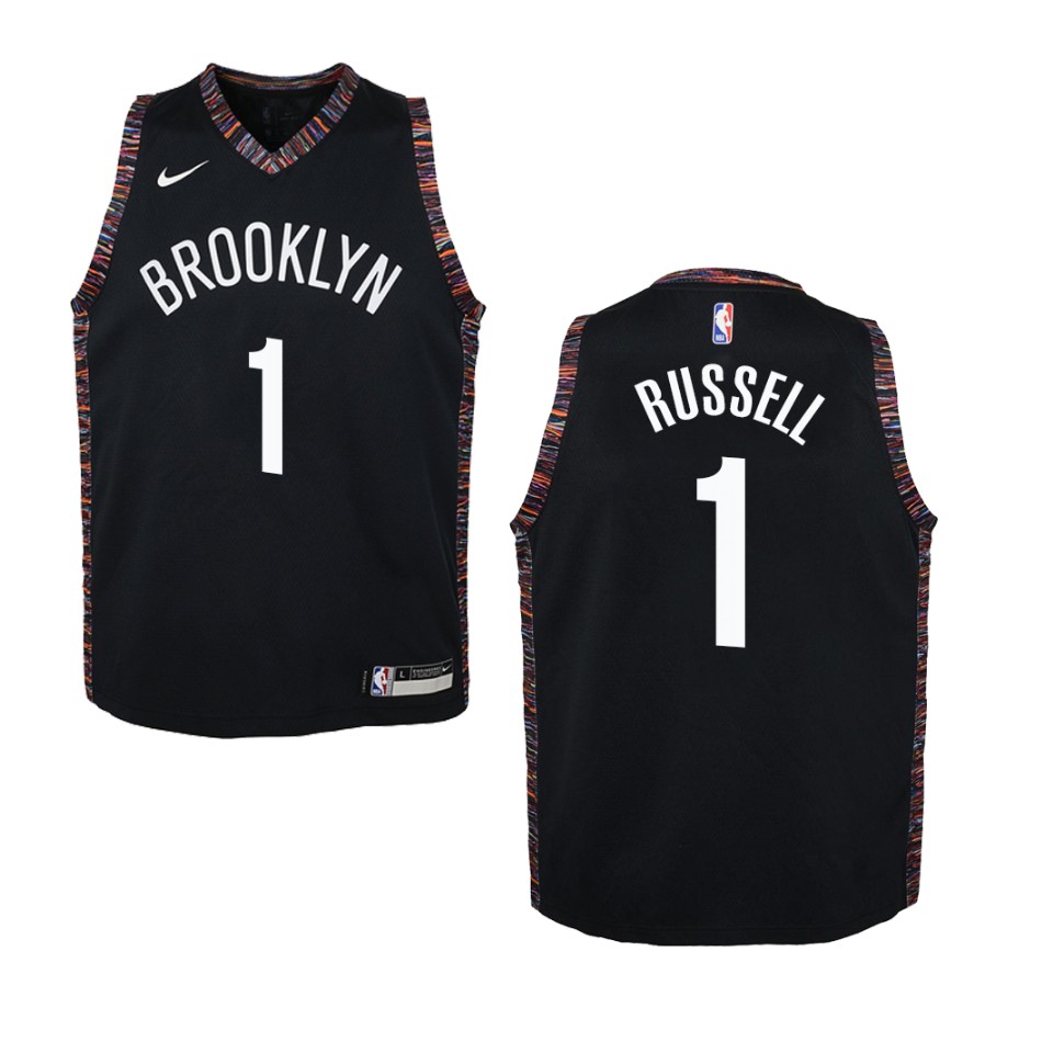 Youth Brooklyn Nets #1 D'angelo Russell City Swingman Jersey - Black