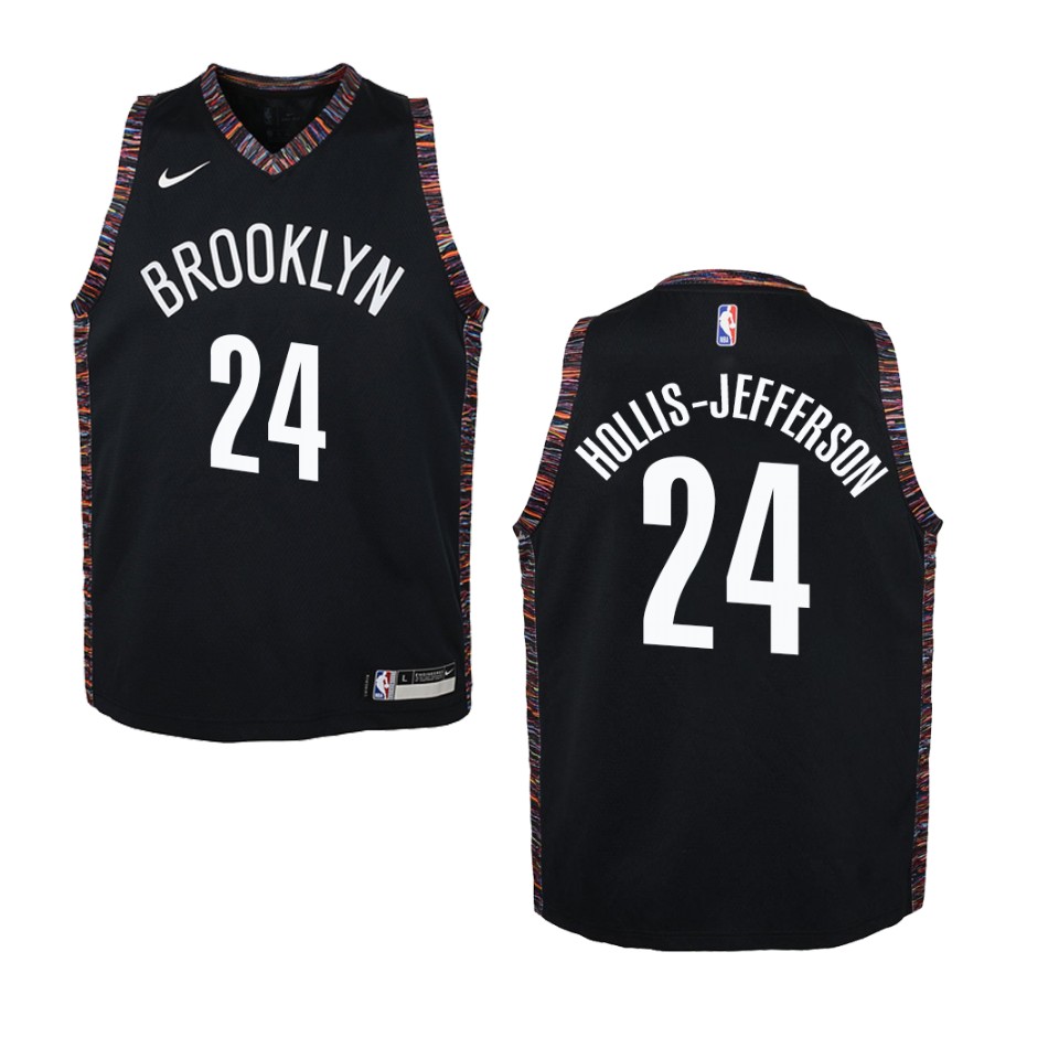 Youth Brooklyn Nets #24 Rondae Hollis-jefferson City Swingman Jersey - Black