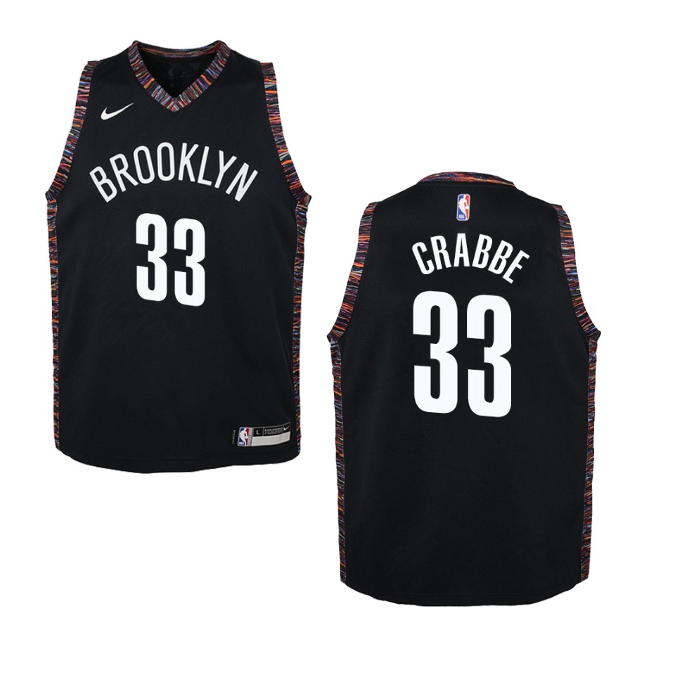 Youth Brooklyn Nets #33 Allen Crabbe City Swingman Jersey - Black