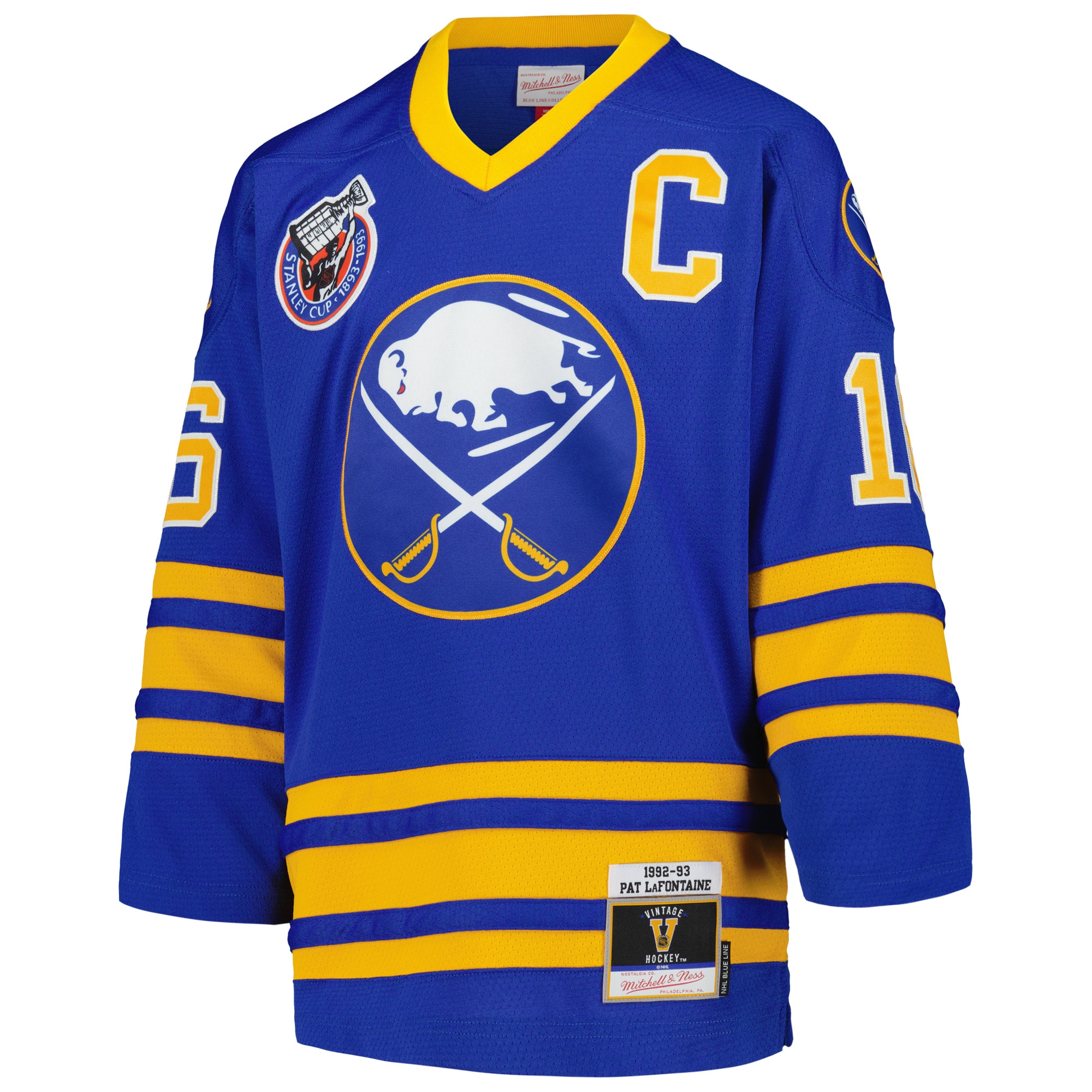 Alternative view of Youth Buffalo Sabres Pat LaFontaine Mitchell & Ness Royal 1992 Blue Line Player Jersey - JS778 
