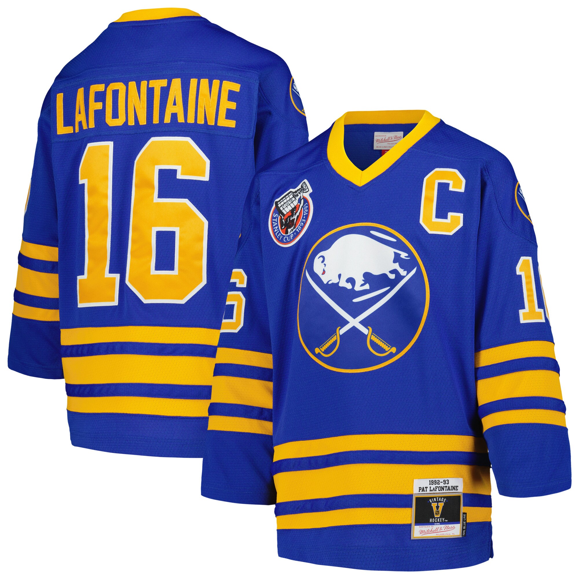 Youth Buffalo Sabres Pat LaFontaine Mitchell & Ness Royal 1992 Blue Line Player Jersey - JS778 
