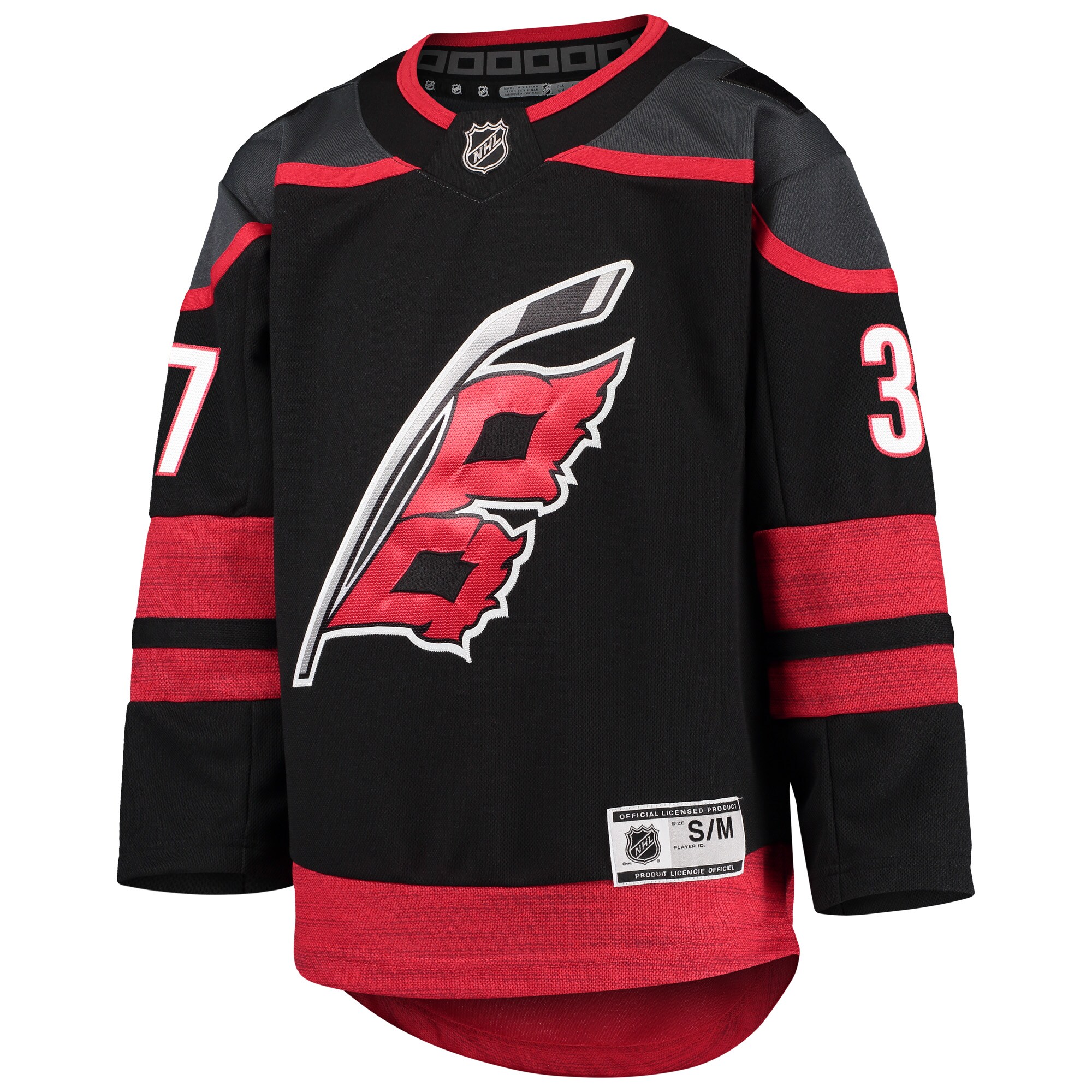 Alternative view of Youth Carolina Hurricanes Andrei Svechnikov Black Home Premier Player Jersey - JS537 