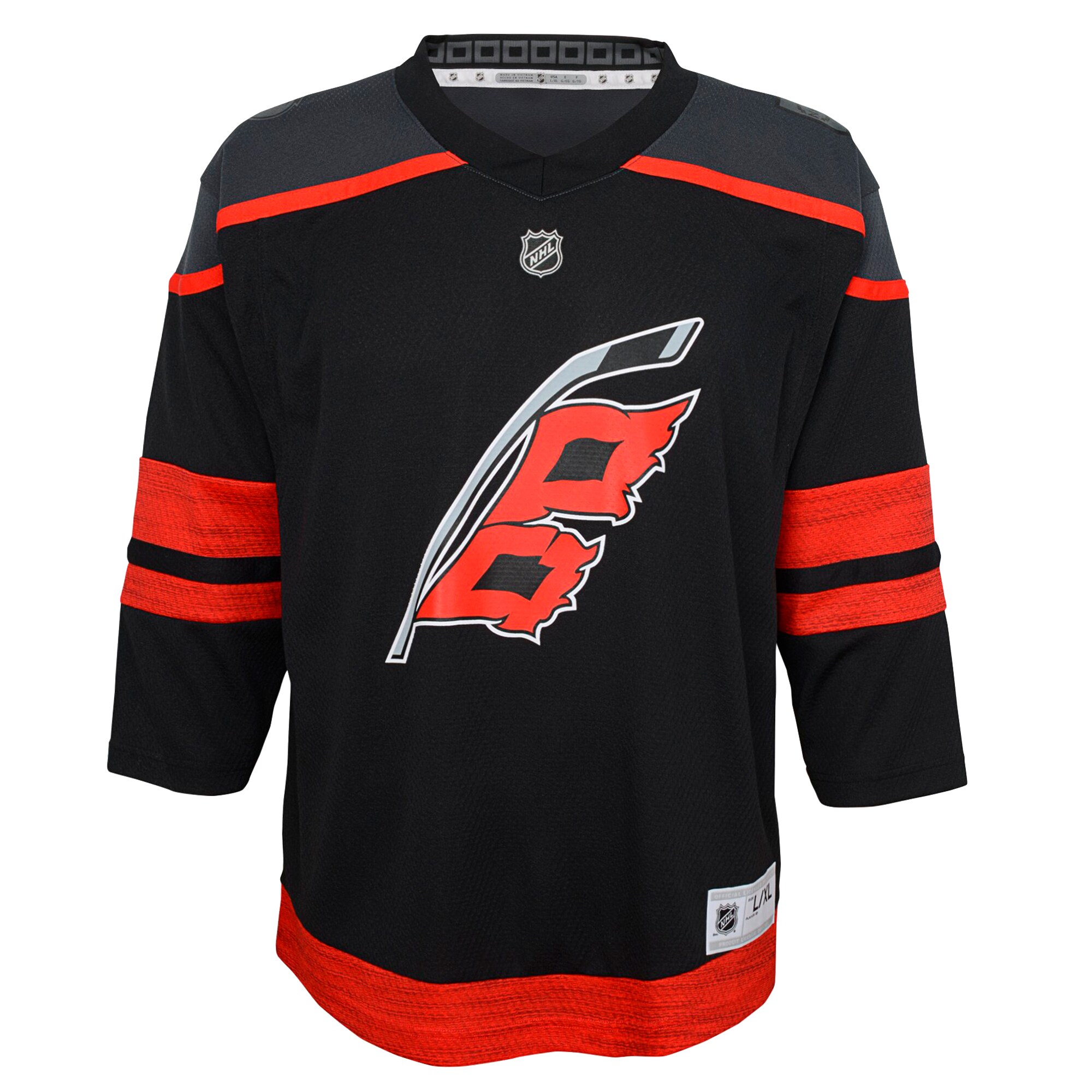 Alternative view of Youth Carolina Hurricanes Black Home Custom Jersey - JS184 