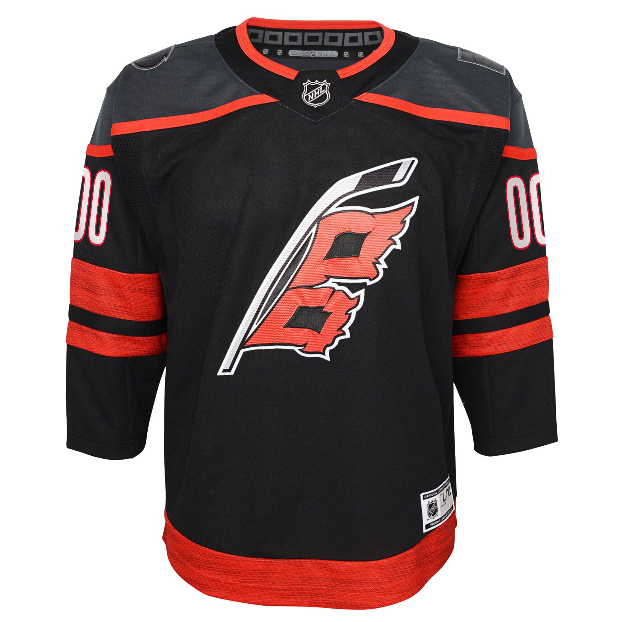 Alternative view of Youth Carolina Hurricanes Black Home Premier Custom Jersey - JS415 