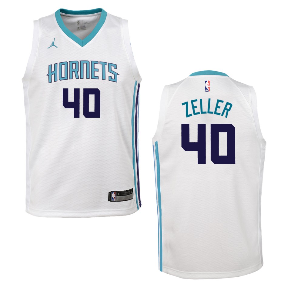 Youth Charlotte Hornets #40 Cody Zeller Association Swingman Jersey - White