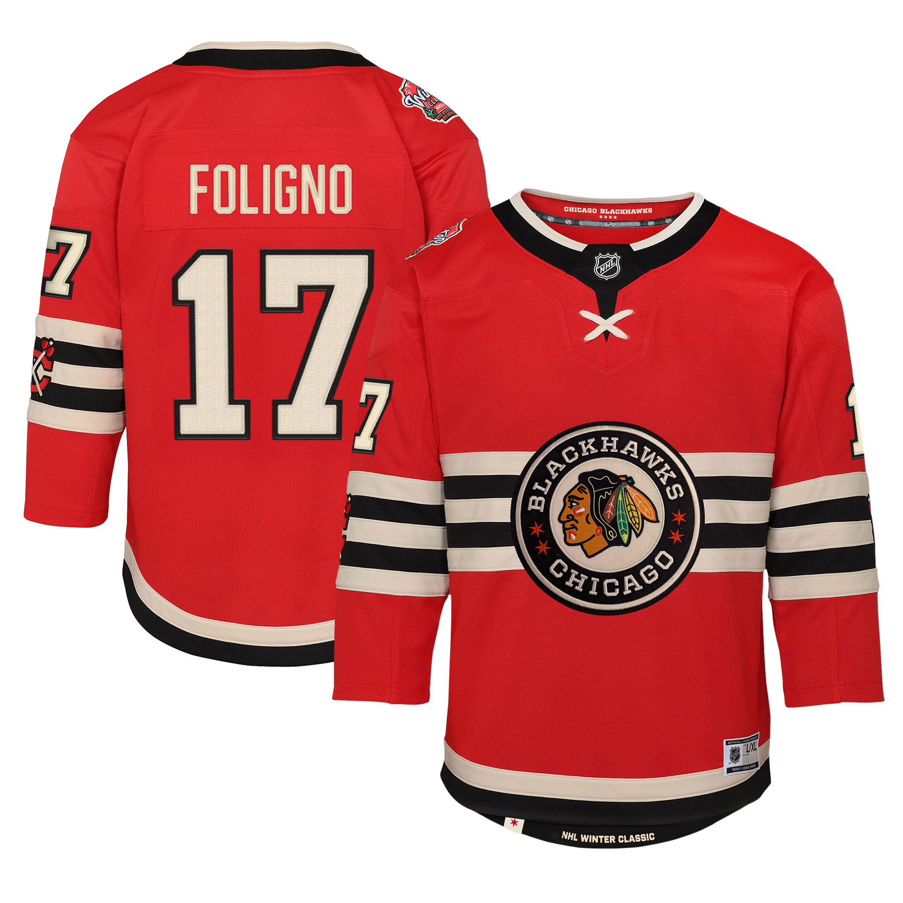 Youth Chicago Blackhawks Nick Foligno Red 2025 NHL Winter Classic Premier Player Jersey - JS958 