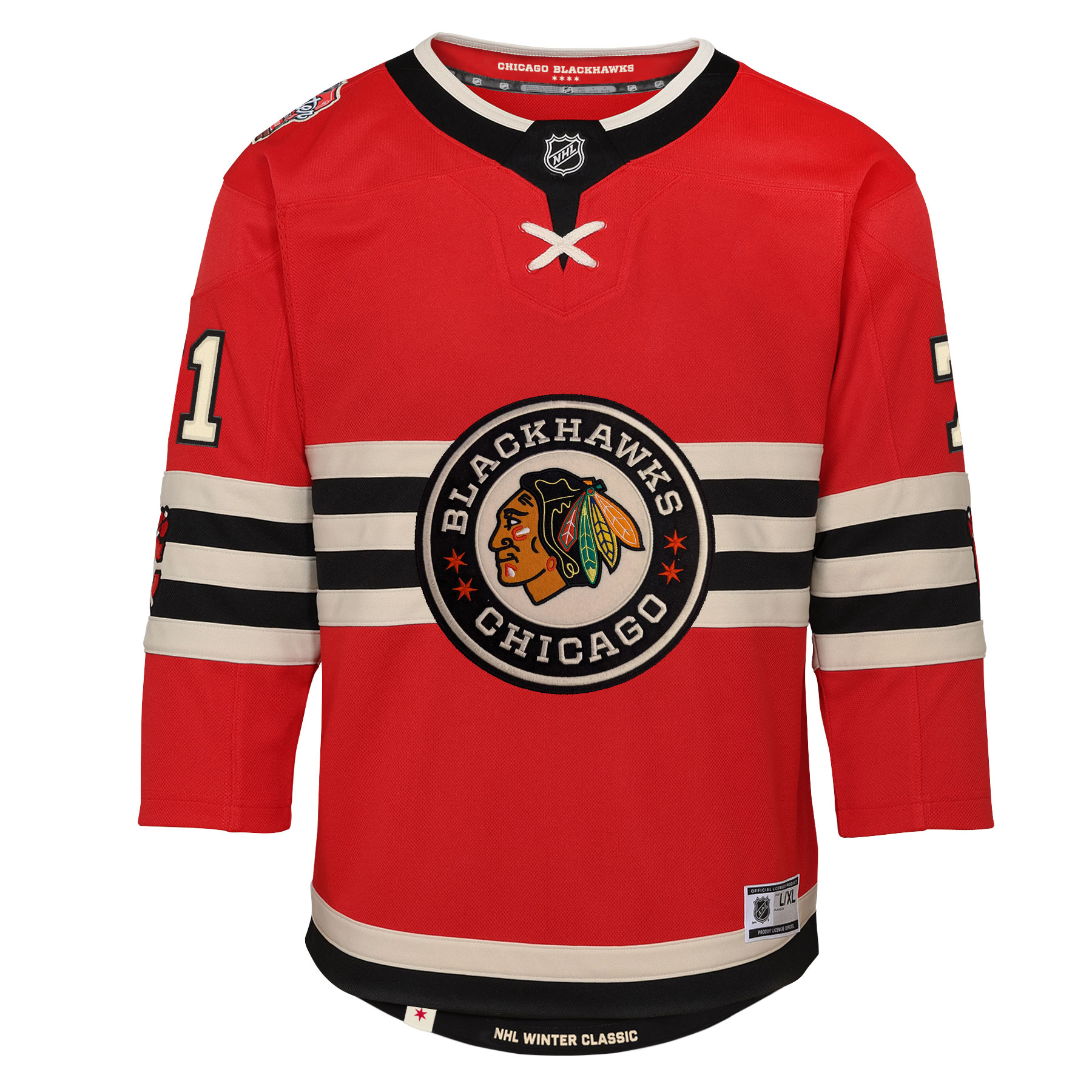 Alternative view of Youth Chicago Blackhawks Taylor Hall Red 2025 NHL Winter Classic Premier Player Jersey - JS178 