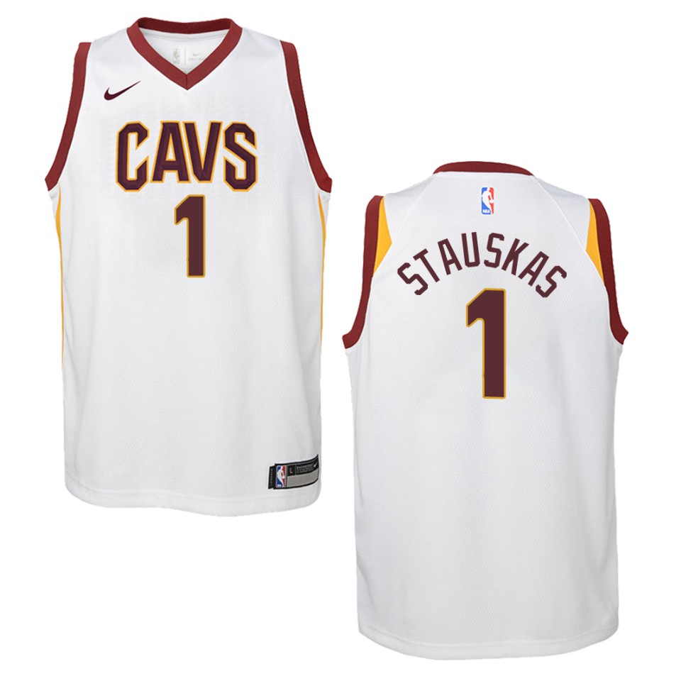 Youth Cleveland Cavaliers #1 Nik Stauskas Association Swingman Jersey - White