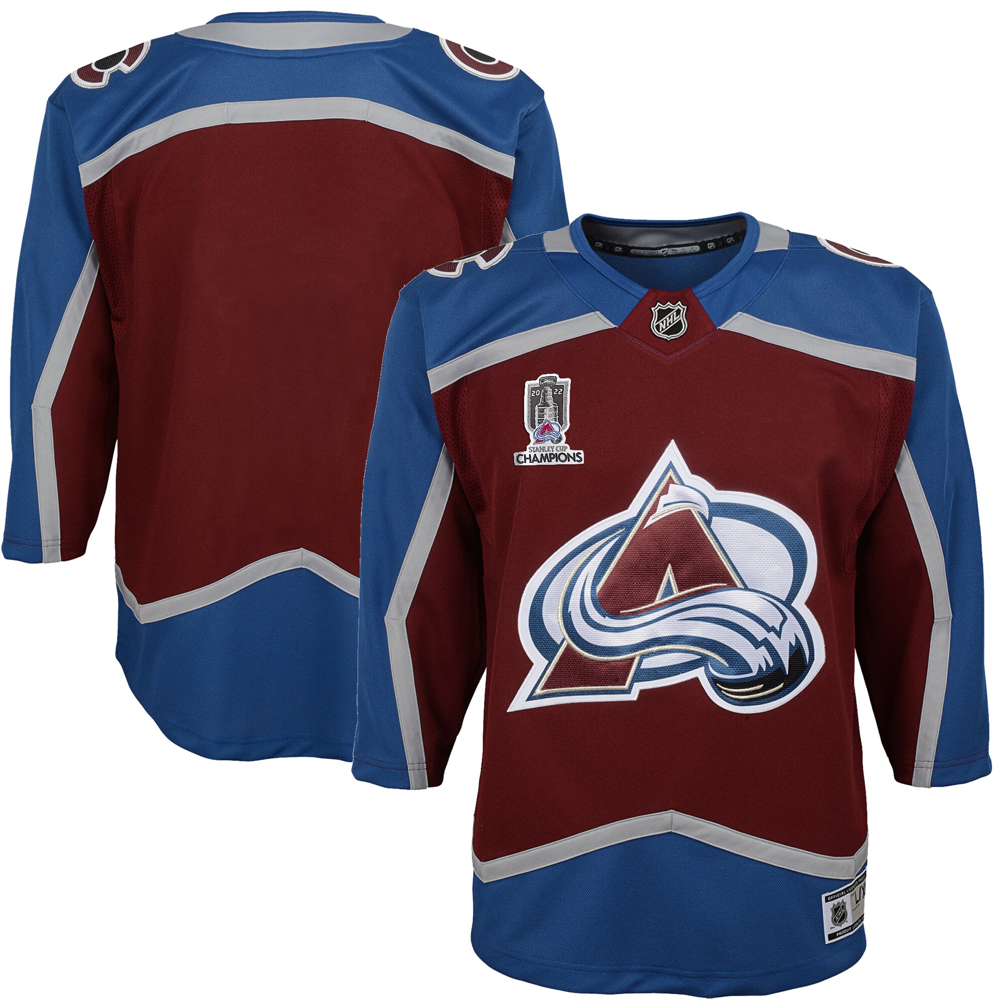 Youth Colorado Avalanche Burgundy Home 2022 Stanley Cup Champions Premier Jersey - JS516 