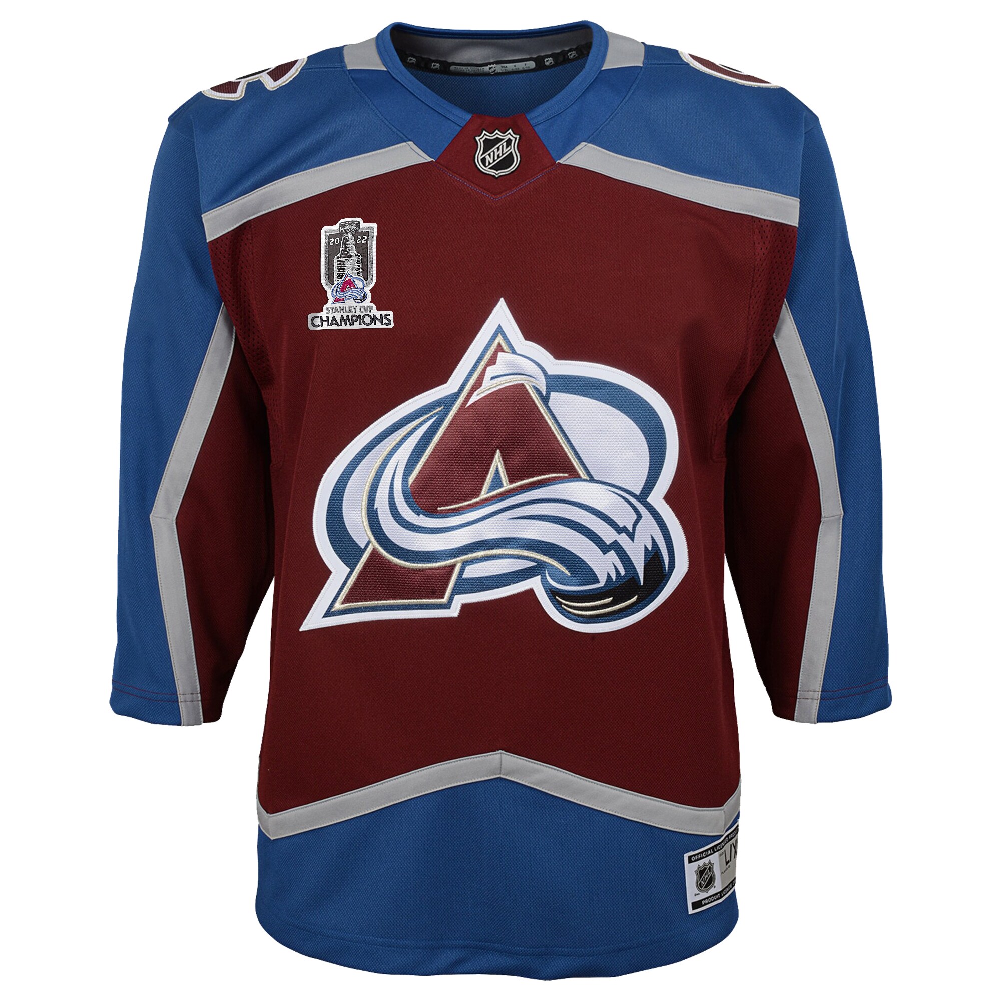 Alternative view of Youth Colorado Avalanche Burgundy Home 2022 Stanley Cup Champions Premier Jersey - JS516 