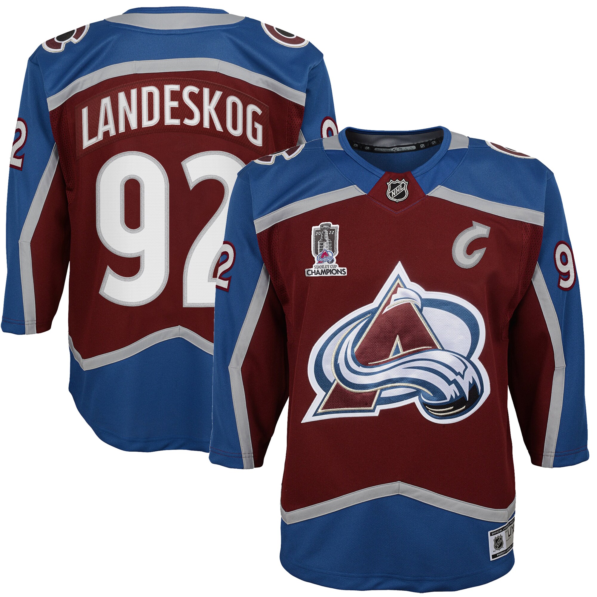 Youth Colorado Avalanche Gabriel Landeskog Burgundy Home 2022 Stanley Cup Champions Premier Player Jersey - JS471 