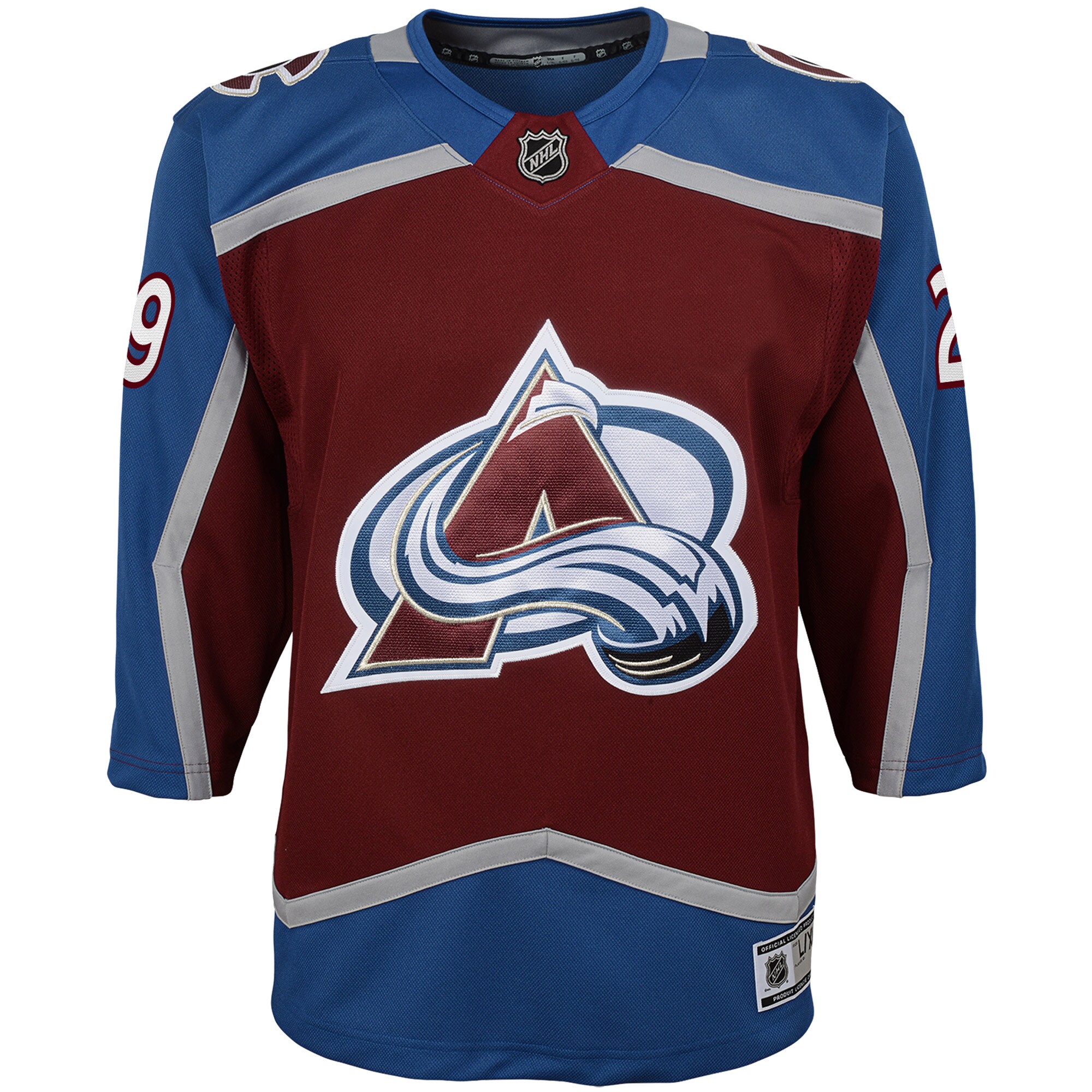 Alternative view of Youth Colorado Avalanche Nathan MacKinnon Burgundy Premier Player Jersey - JS998 