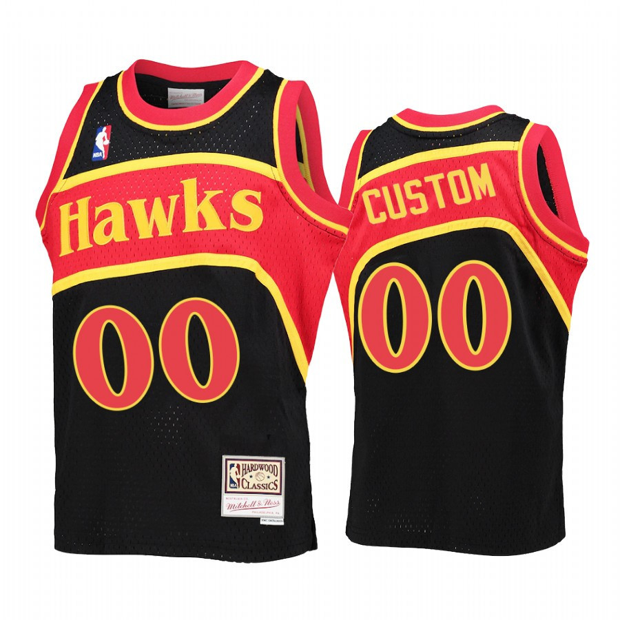 Youth Custom 00 Atlanta Hawks Black Reload Jersey Throwback - JS664 