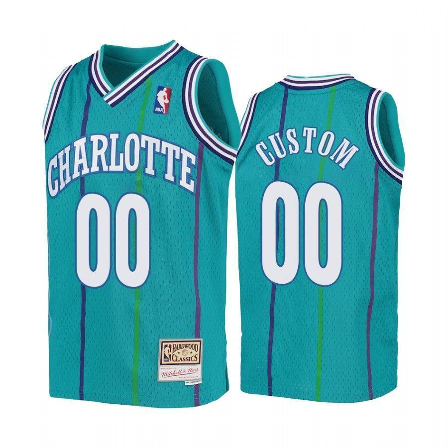 Youth Custom Charlotte Hornets Teal Hardwood Classics Jersey - JS322 