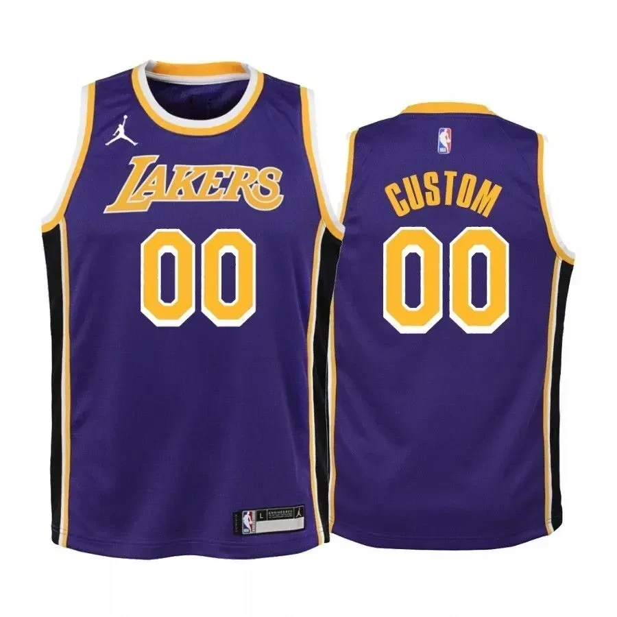 Youth Custom Los Angeles Lakers Purple Statet Jersey Jumpman - JS715 