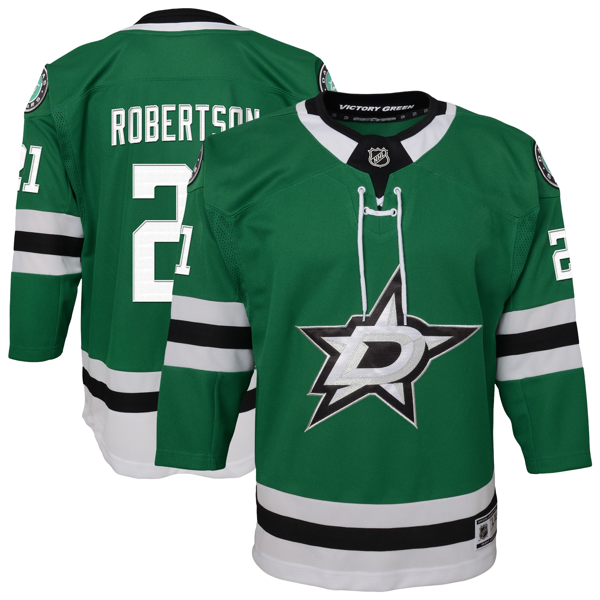 Youth Dallas Stars Jason Robertson Kelly Green Home Premier Player Jersey - JS998 