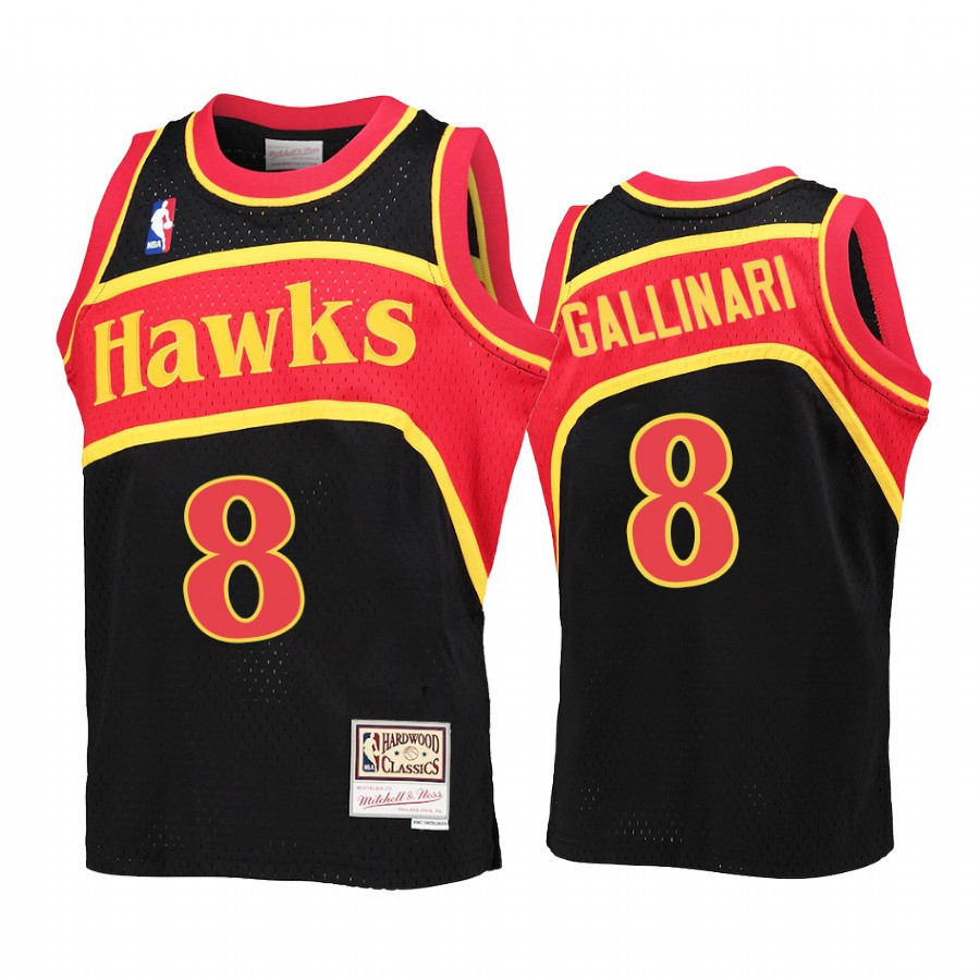 Youth Danilo Gallinari 8 Atlanta Hawks Black Reload Jersey Throwback - JS411 