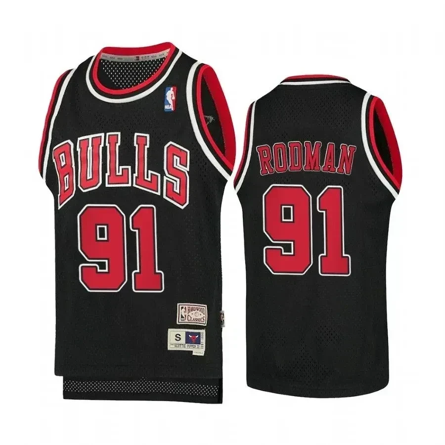 Youth Dennis Rodman Chicago Bulls Hardwood Classics Jersey - Black - JS974 