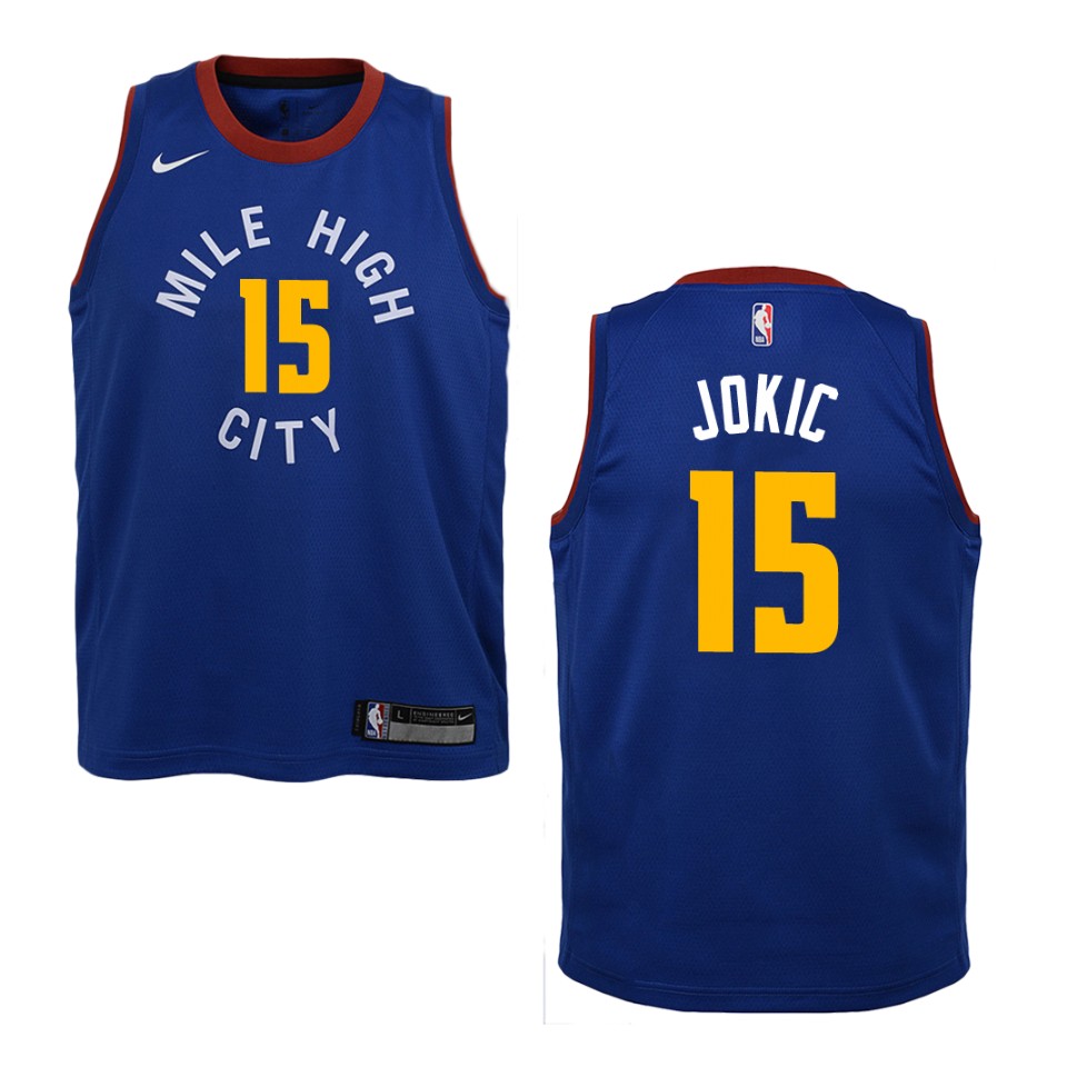 Youth Denver Nuggets #15 Nikola Jokic Statement Swingman Jersey - Blue