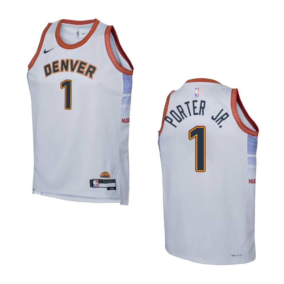 Youth Denver Nuggets 2022-23 City Edition Michael Porter Jr. Grey Jersey