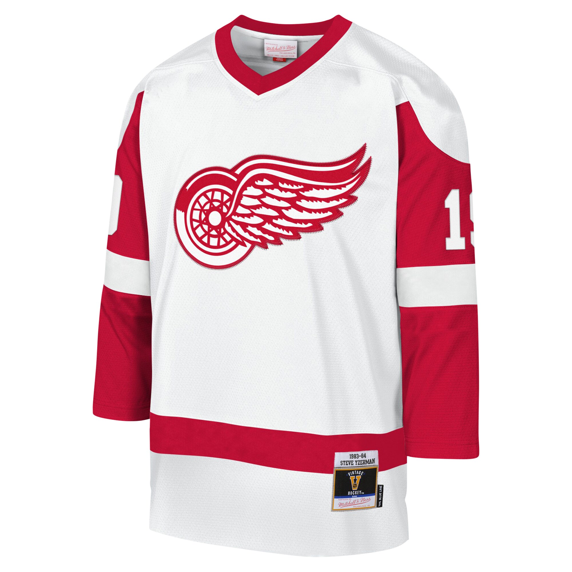 Alternative view of Youth Detroit Red Wings Steve Yzerman Mitchell & Ness White 1983-84 Blue Line Player Jersey - JS327 