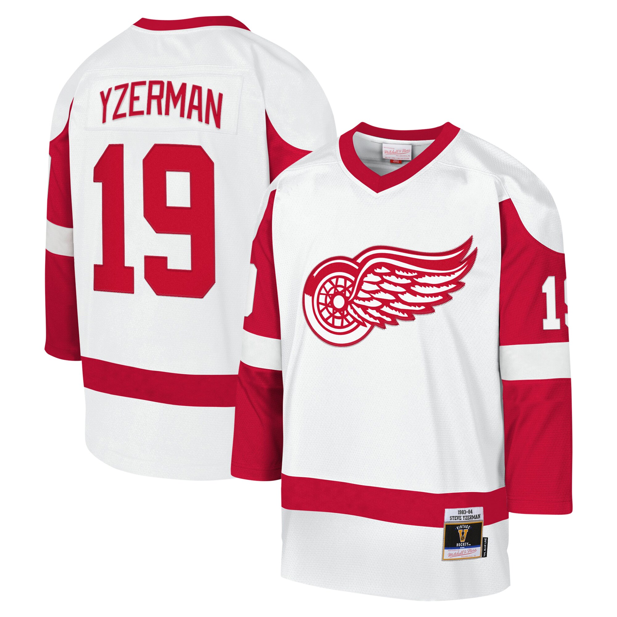 Youth Detroit Red Wings Steve Yzerman Mitchell & Ness White 1983-84 Blue Line Player Jersey - JS327 