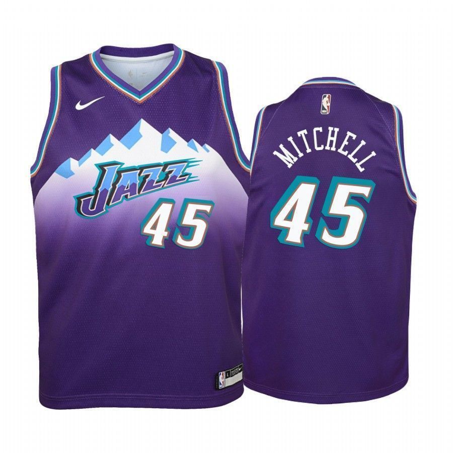 Youth Donovan Mitchell Utah Jazz Purple Hardwood Classics Jersey - JS488 