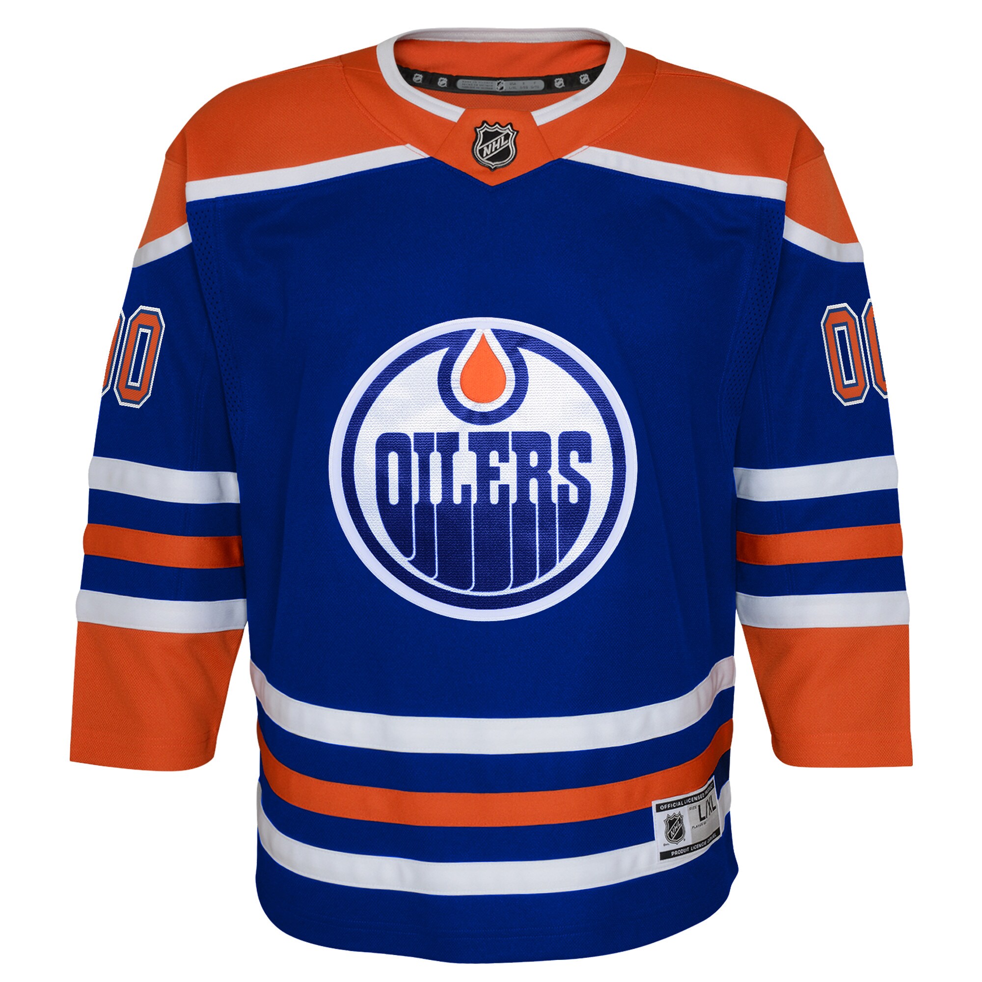 Alternative view of Youth Edmonton Oilers Royal Home Custom Jersey - JS337 