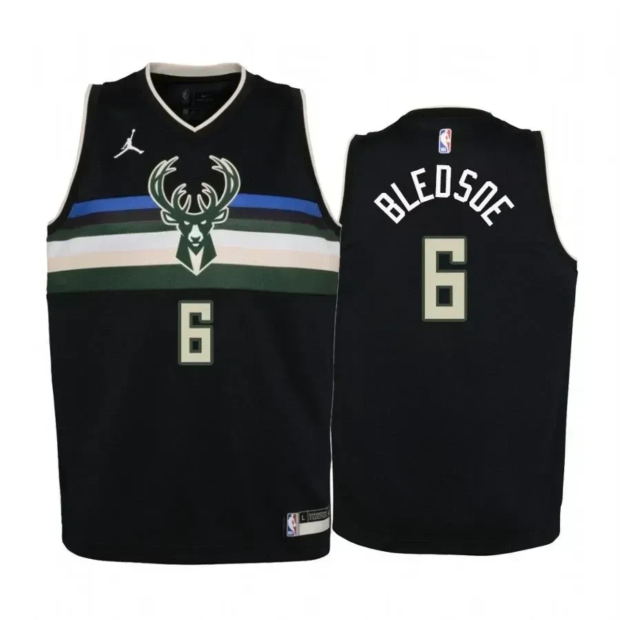 Youth Eric Bledsoe Milwaukee Bucks Black Statet Jersey Jumpman - JS546 