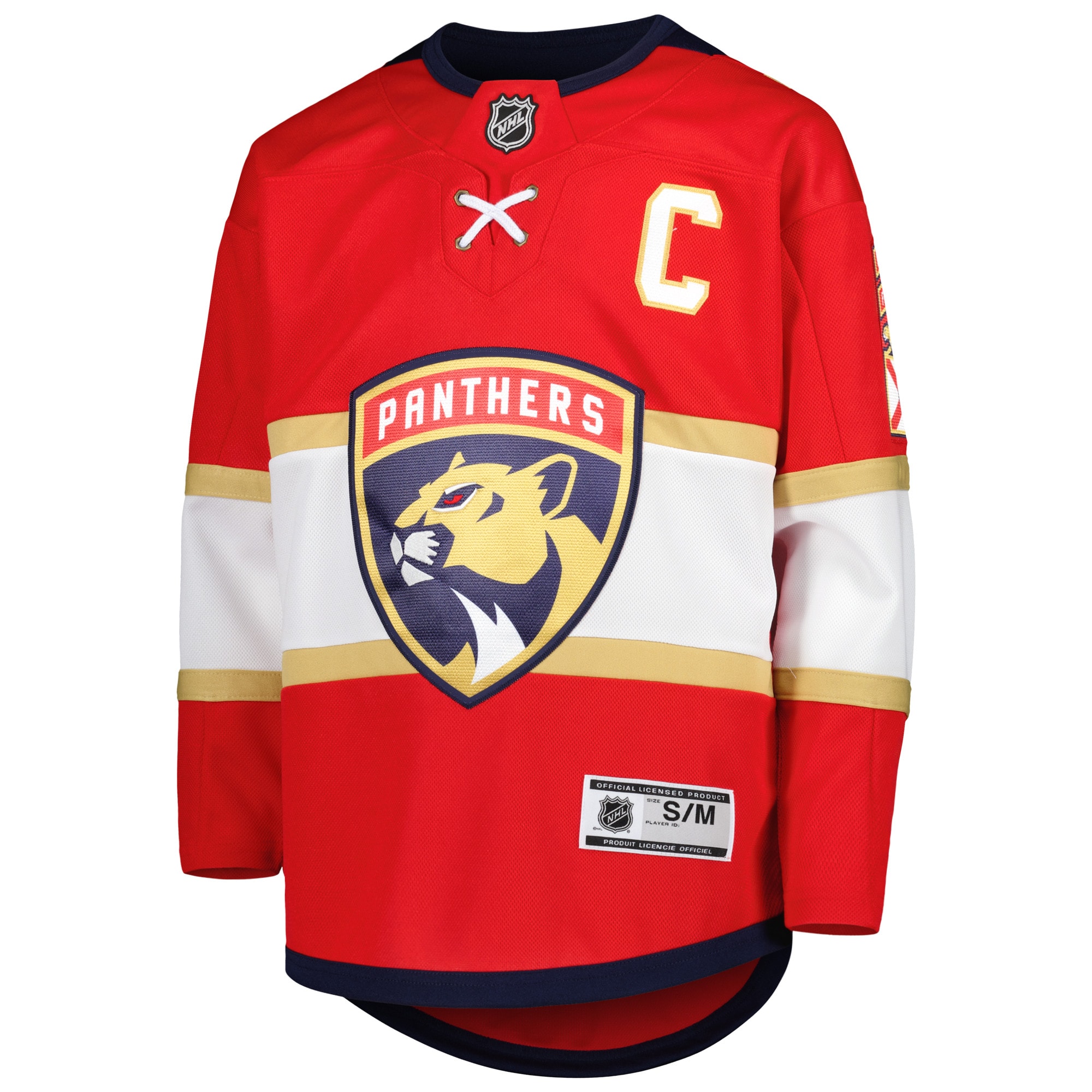 Alternative view of Youth Florida Panthers Aleksander Barkov Red Home Premier Player Jersey - JS523 
