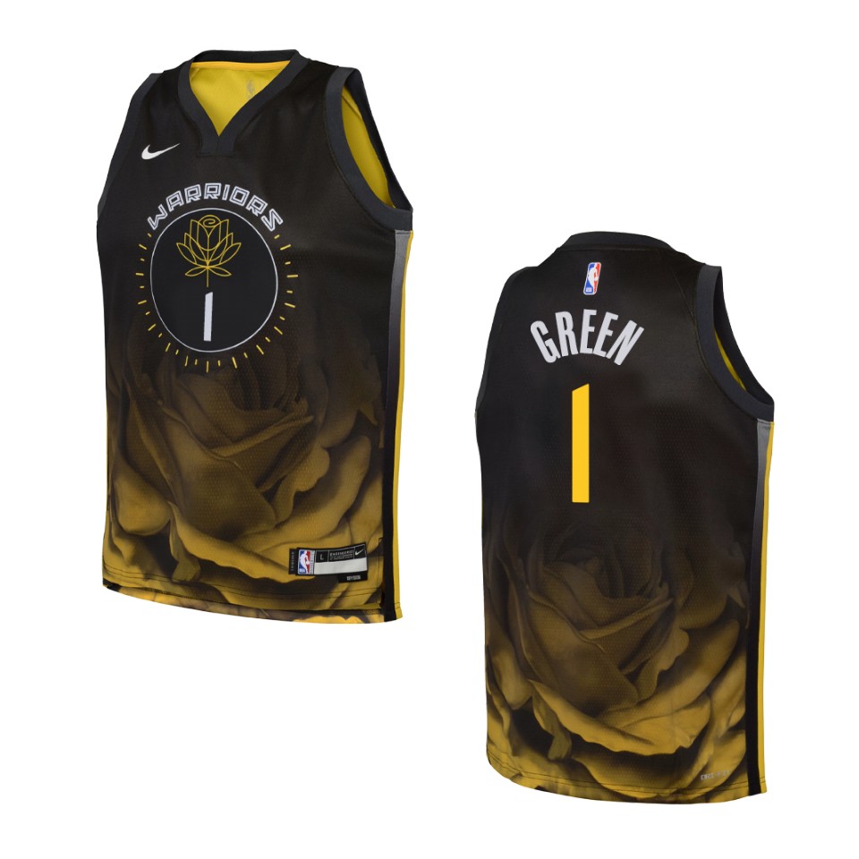 Youth Golden State Warriors 2022-23 City Edition Jamychal Green Black Jersey