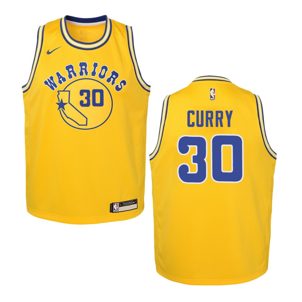 Youth Golden State Warriors #30 Stephen Curry Hardwood Classics Swingman Jersey - Gold