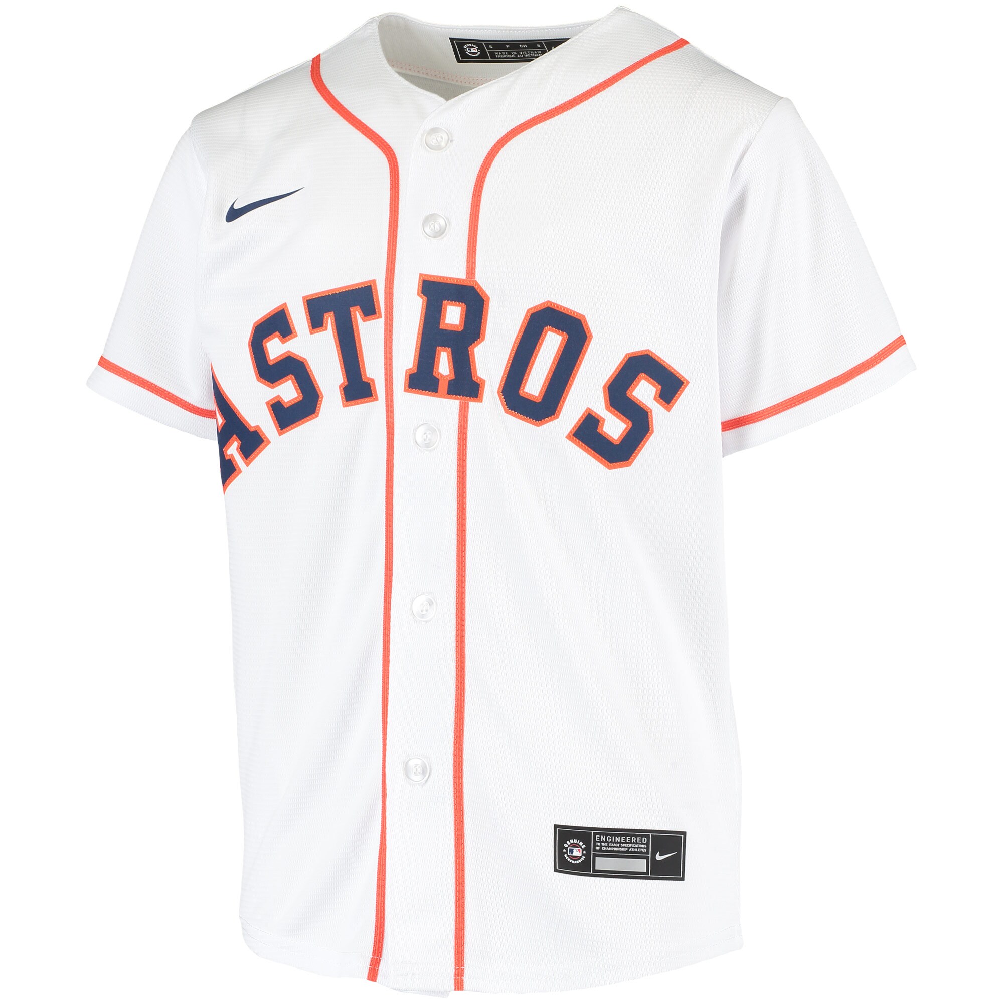 Alternative view of Youth Houston Astros White Home Team Jersey 