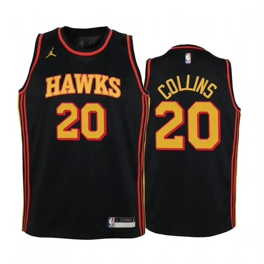 Youth John Collins Atlanta Hawks Black Statet Jersey Jumpman - JS917 