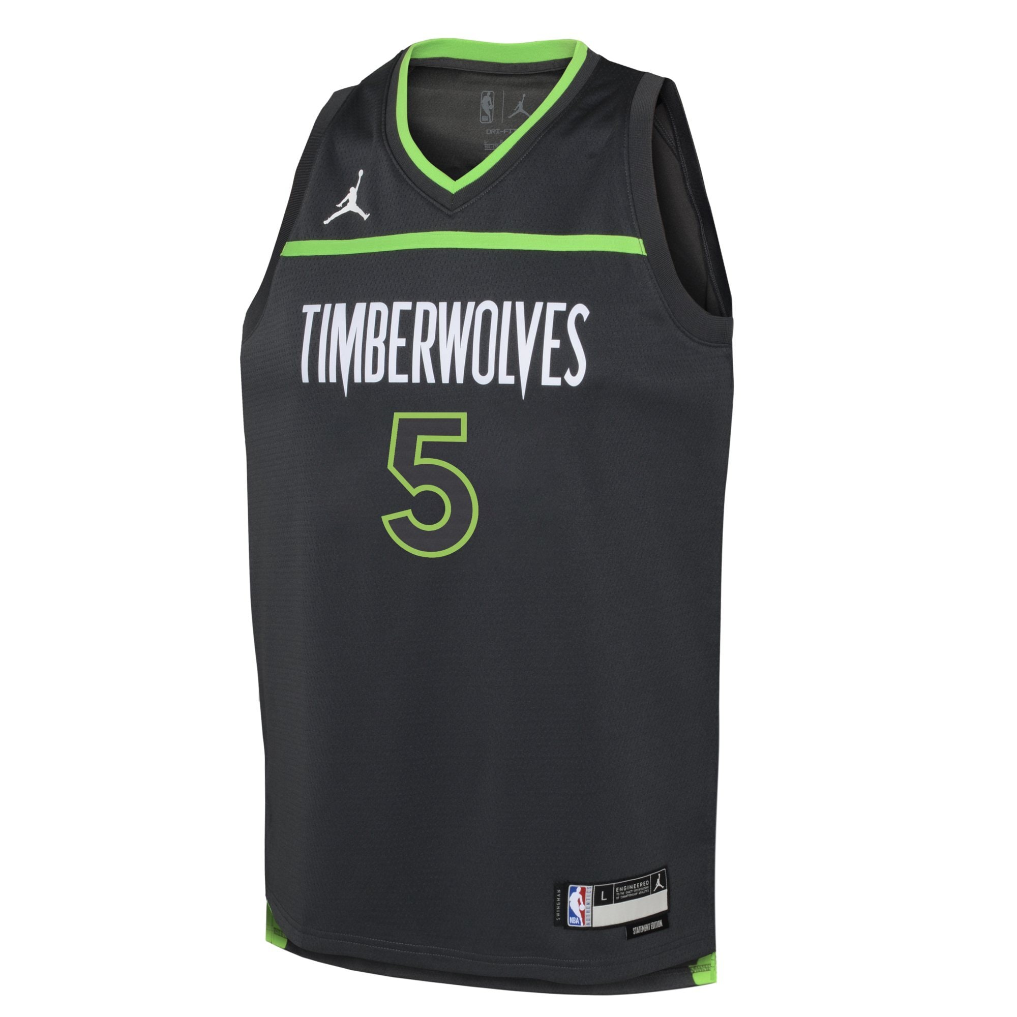 Alternative view of Youth Jordan Brand Anthony Edwards Black Minnesota Timberwolves Swingman Jersey - Statement Edition - JS827 