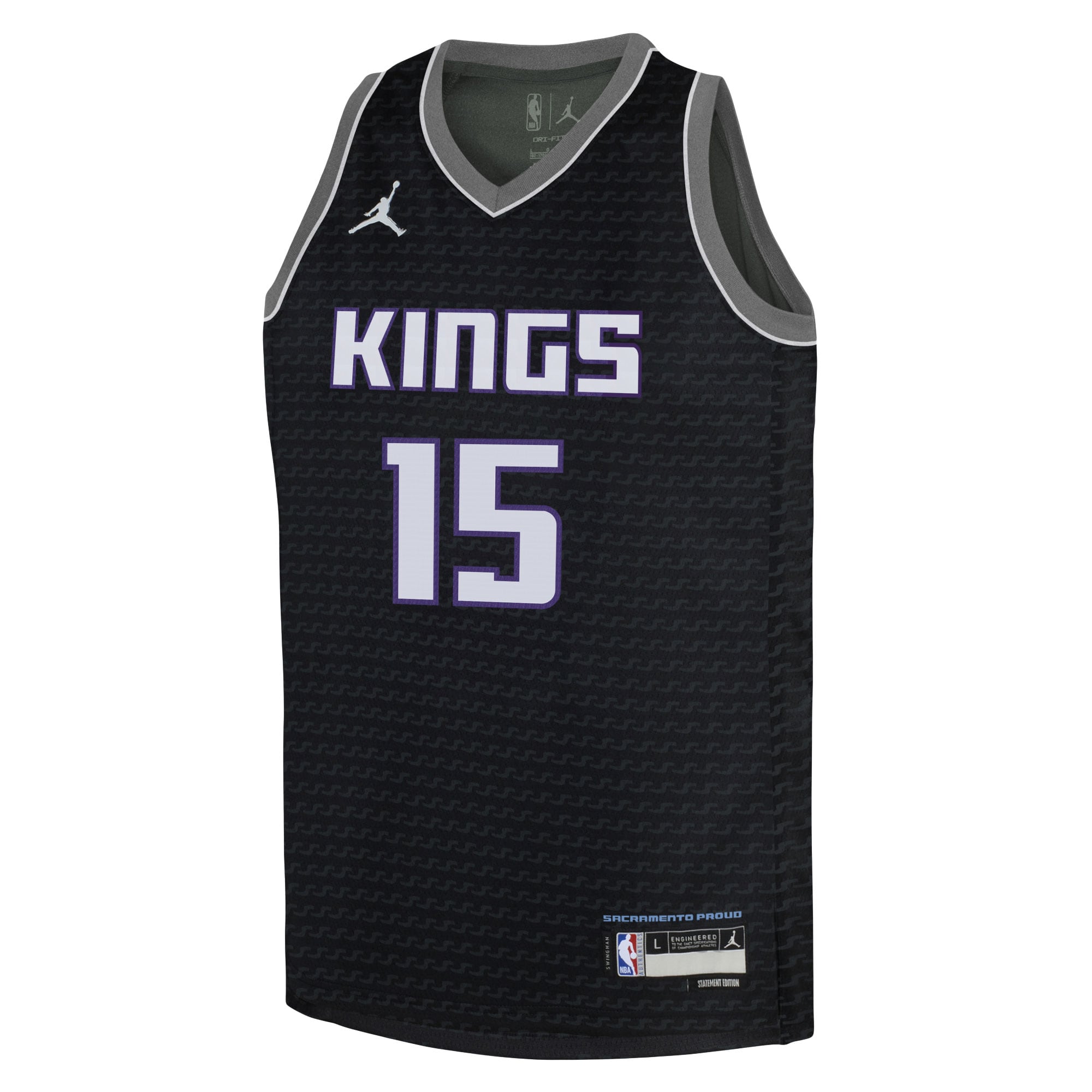 Alternative view of Youth Jordan Brand Davion Mitchell Black Sacramento Kings Swingman Jersey - Statement Edition - JS725 
