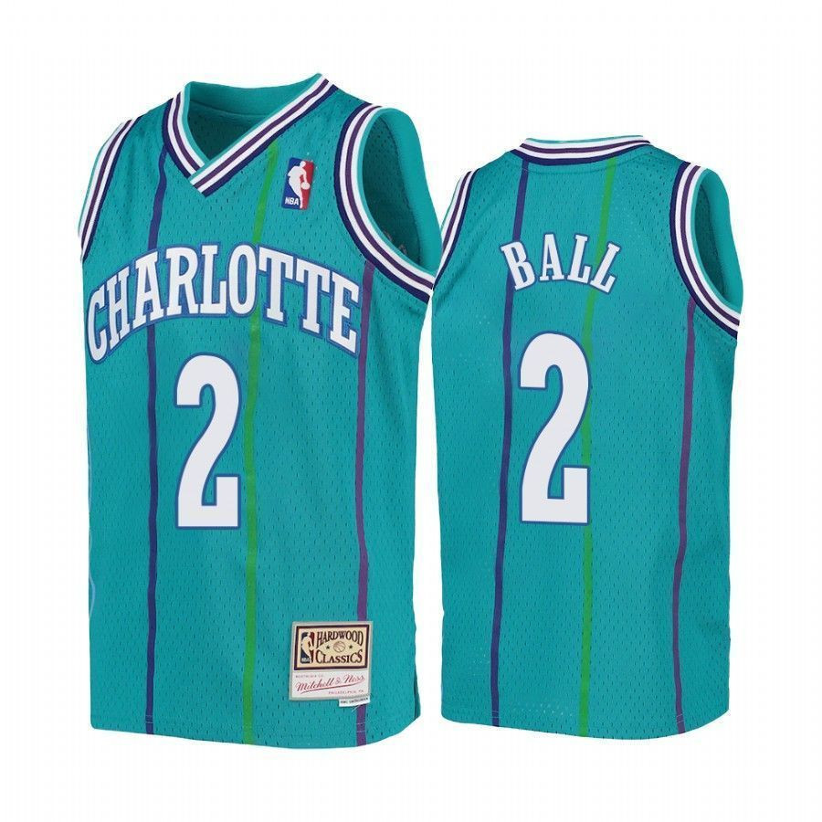 Youth Lamelo Ball Charlotte Hornets Teal Hardwood Classics Jersey - JS397 