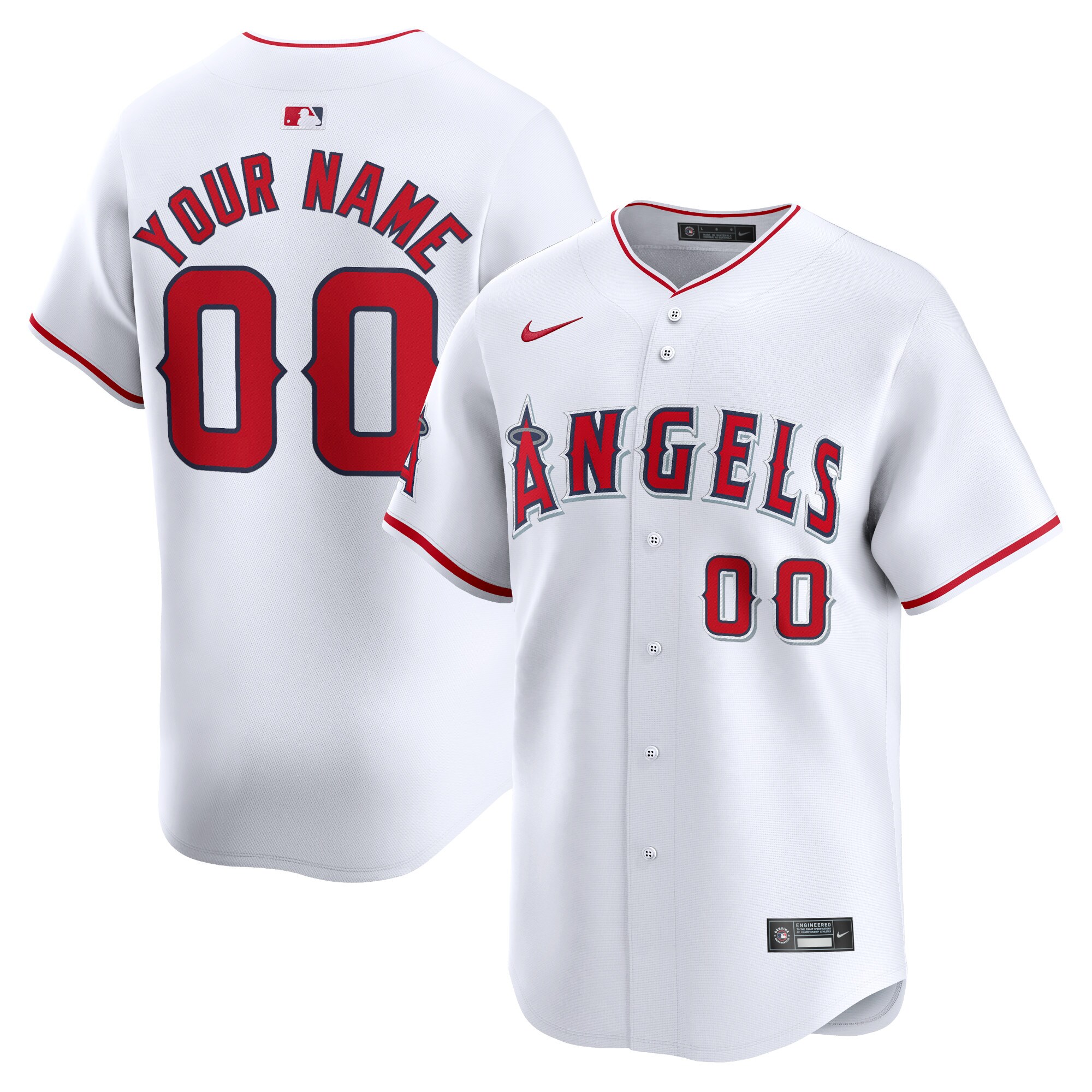 Youth Los Angeles Angels White Home Limited Custom Jersey 