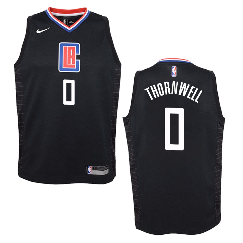 Youth Los Angeles Clippers #0 Sindarius Thornwell Statement Swingman Jersey - Black