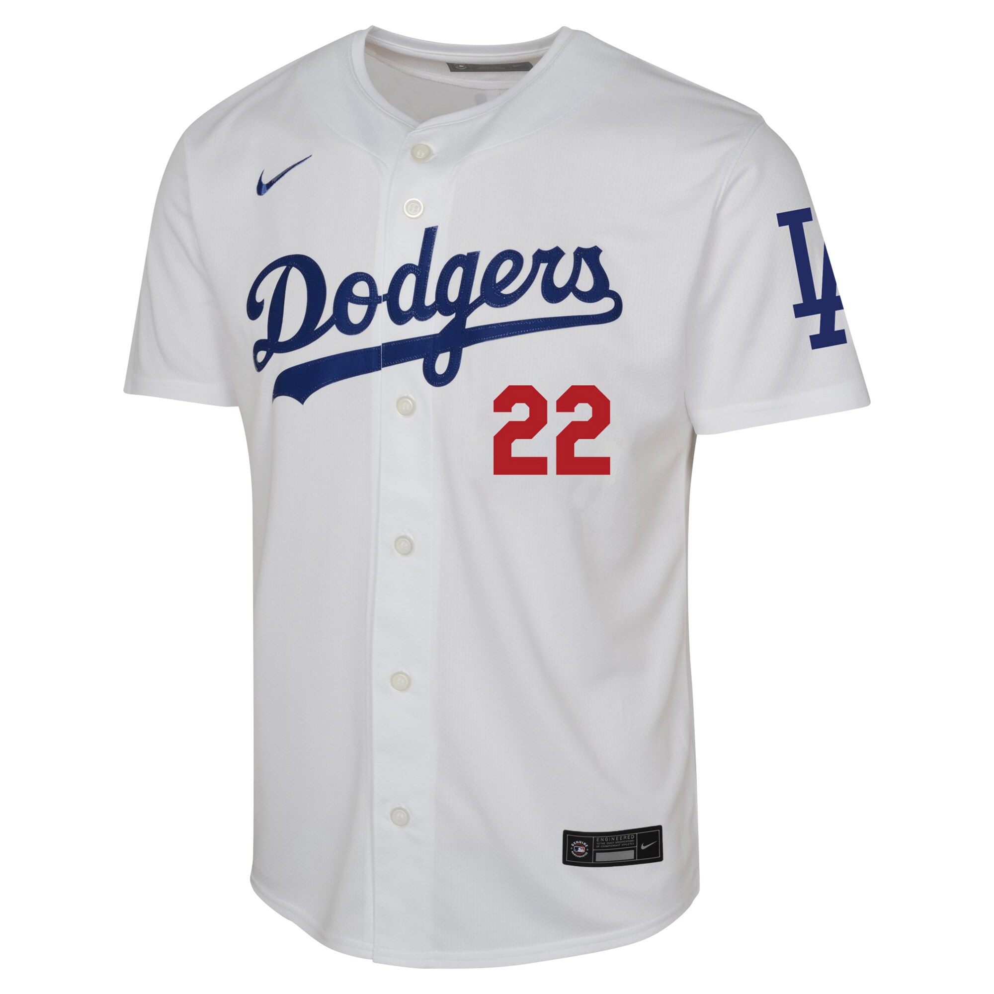 Alternative view of Youth Los Angeles Dodgers Clayton Kershaw White Home Limited Jersey 