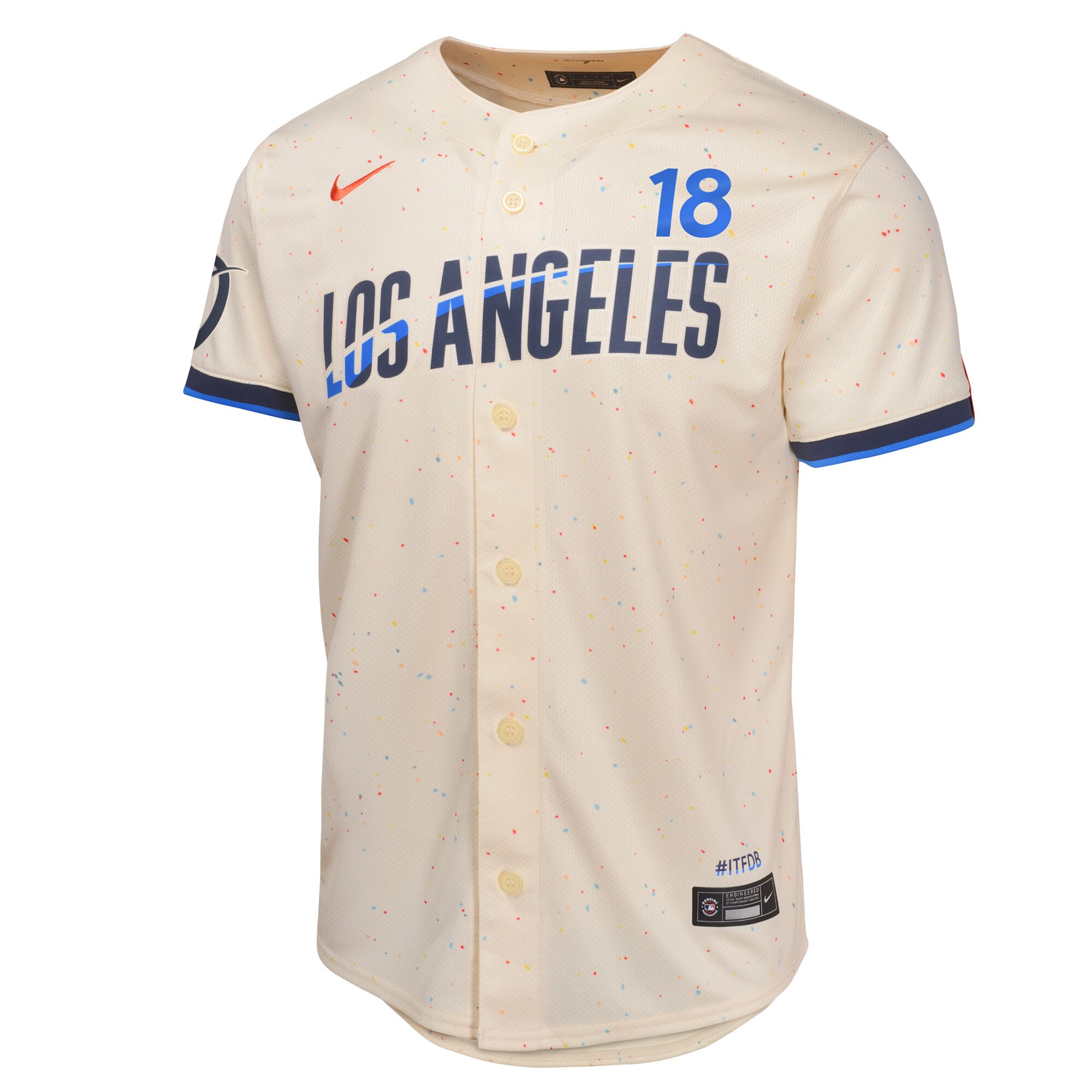 Alternative view of Youth Los Angeles Dodgers Yoshinobu Yamamoto Cream 2024 City Connect Limited Player Jersey 