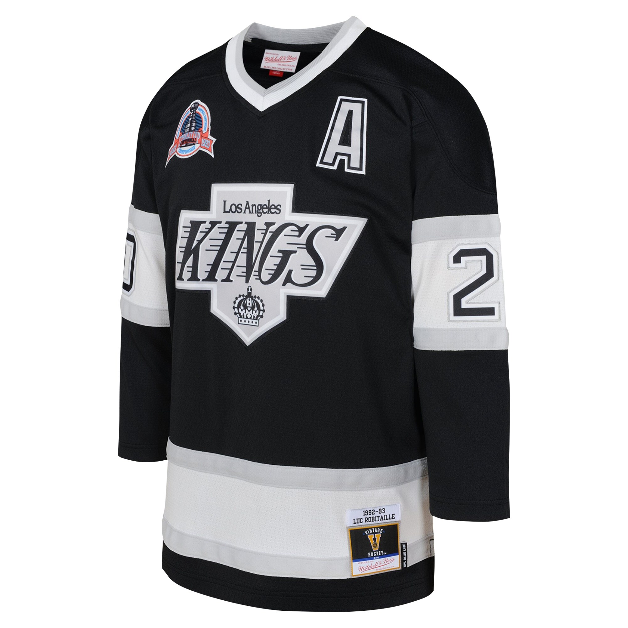 Alternative view of Youth Los Angeles Kings Luc Robitaille Mitchell & Ness Black 1992 Blue Line Player Jersey - JS559 