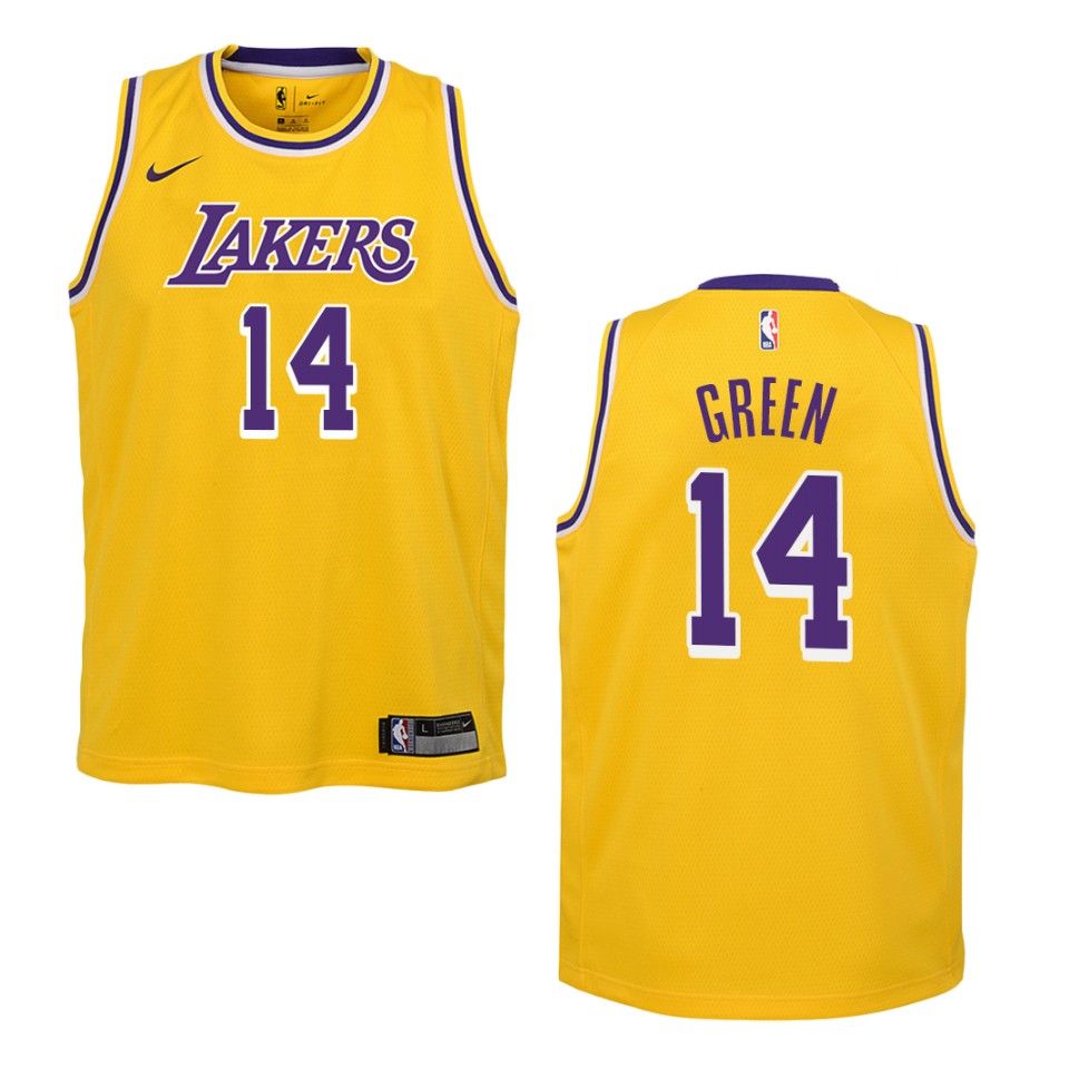 Youth Los Angeles Lakers #14 Danny Green Icon Swingman Jersey - Yellow