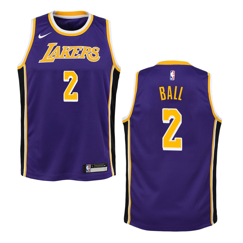 Youth Los Angeles Lakers #2 Lonzo Ball Statement Swingman Jersey - Purple